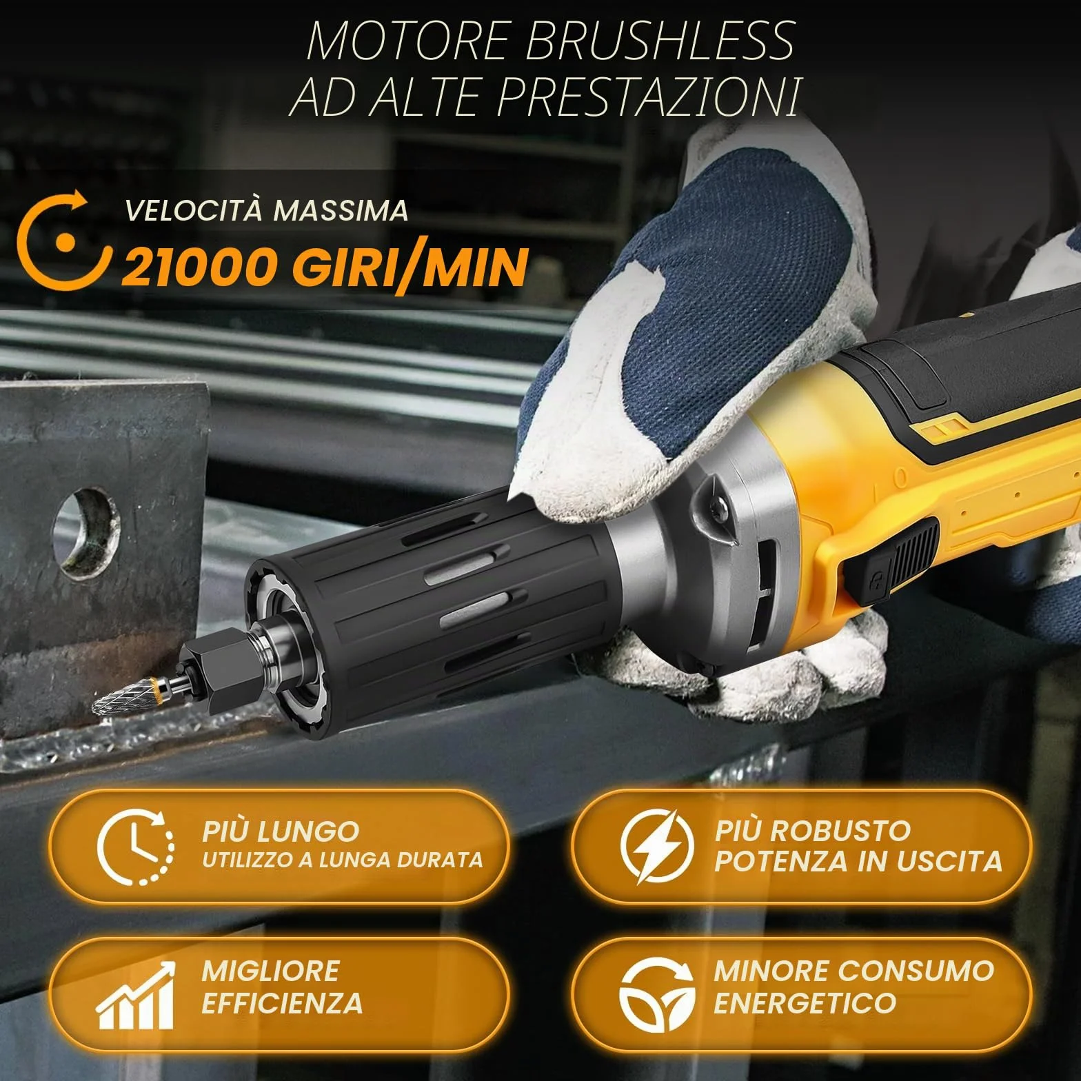 Smerigliatrice a batteria compatibile con Dewalt 20V batteria (senza batterie), elettrica dritta senza spazzole, 3-6 mm mandrino, 4 velocità