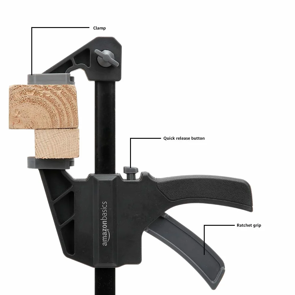 Amazon Basics Confezione da 6 morsetti a barra: 2 unità da 10.16 cm, 4 unità da 15.24 cm, Nero/ Grigio