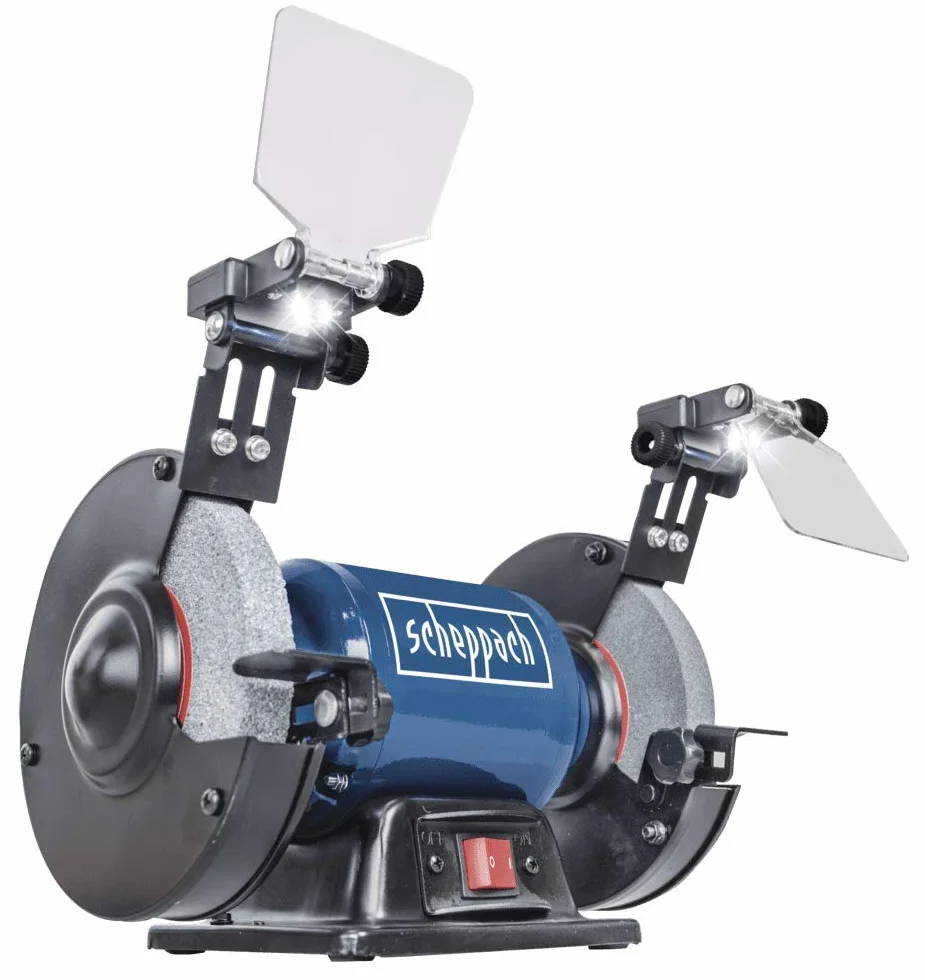 Scheppach Levigatrice doppia SM150L | Disco per sgrossatura, mola, mola | potenza 400 W | Diametro foro: 150/12,7 mm