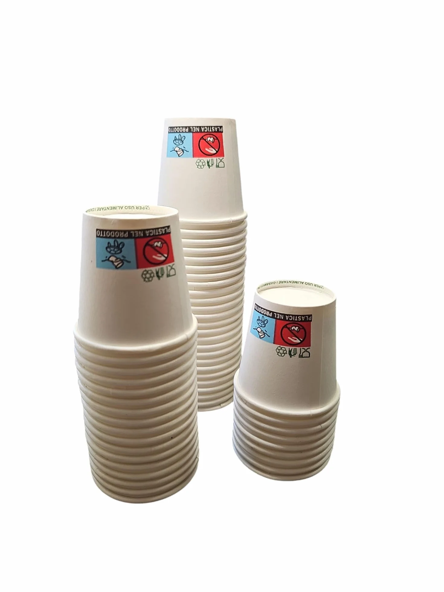Bicchieri in Carta 75 ml Cartoncino Biodegradabile per Bevande Calde e Fredde Caffé Te (100, Bianco Neutro)