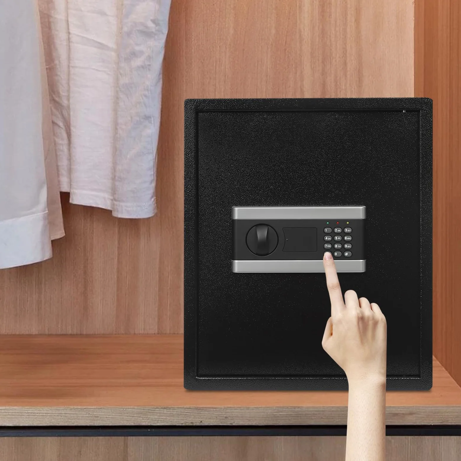 Cassaforte ignifuga, cassaforte elettronica in acciaio con password digitale, chiavi di emergenza e bulloni stabili, per gioielli, denaro, oggetti di valore, 31 x 38 x 45 cm