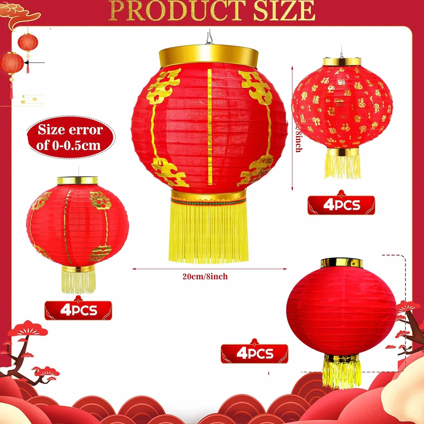 Lanterna Pendolo Cinese Grande Lampada Sospensione Rossa Deng Long Festa Primavera Decor