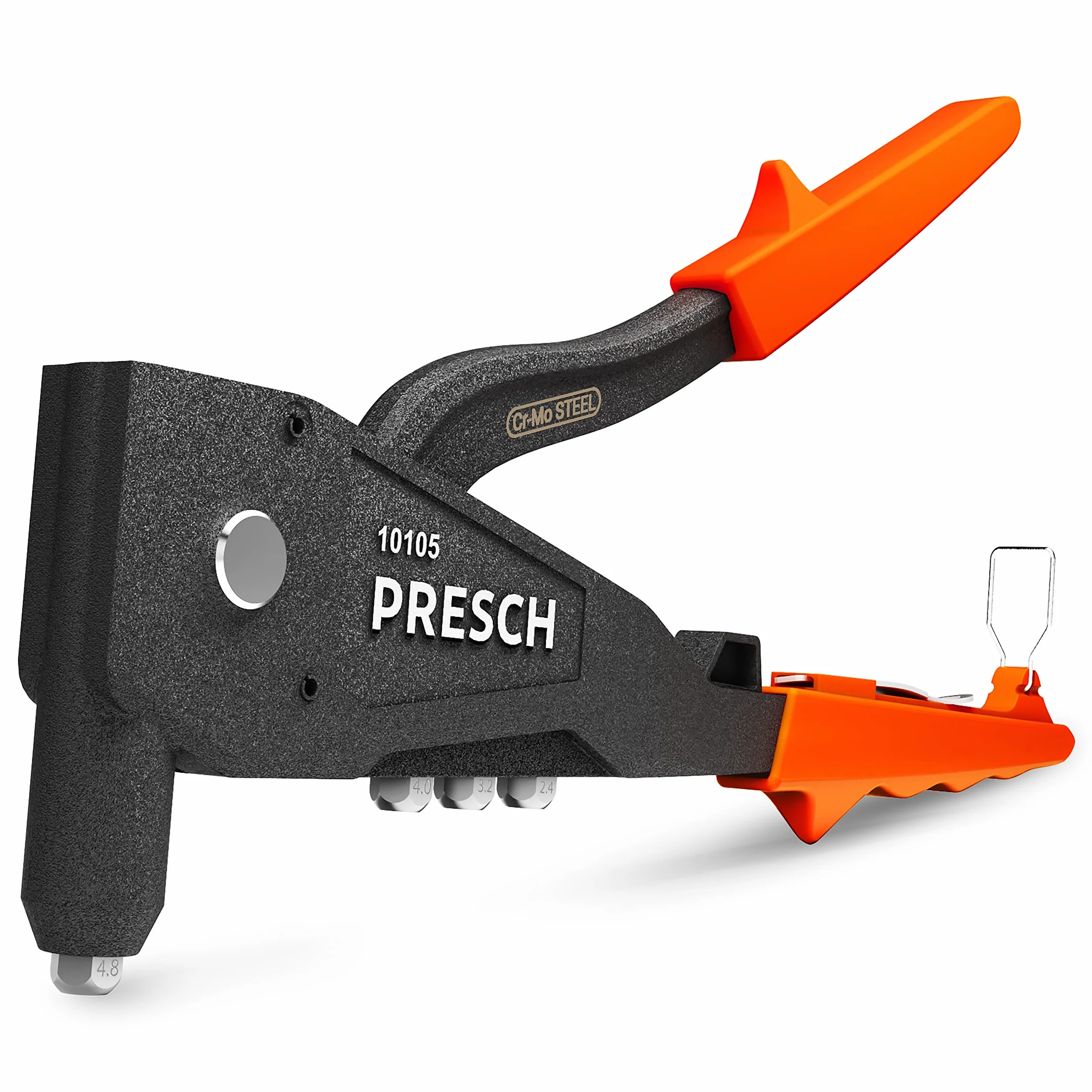 Presch Rivettatrice Manuale per rivetti ciechi, calibro incl. - Pistola rivettatrice robusta - Acciaio inossidabile Ø 2,4, 3,2, 4,0mm e acciaio-alluminio fino a 4,8mm