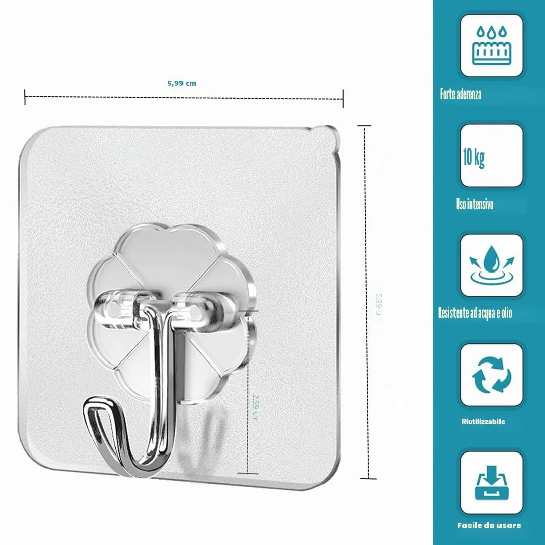 Ganci autoadesivi PAIDASHU, confezione da 25, resistenti fino a 10 kg, senza chiodi per bagno e cucina