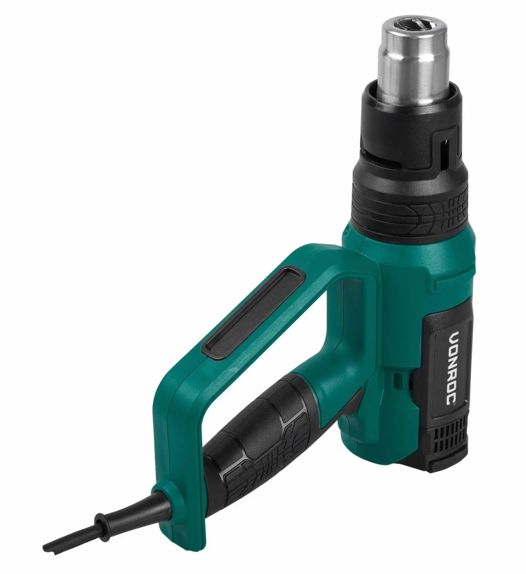 VONROC Pistola ad aria calda 2000W, Sverniciatore Professionale. Include 4 ugelli e un raschietto. Dotata di 60 impostazioni di calore, 5 velocità e funzione di memoria. Schermo LCD