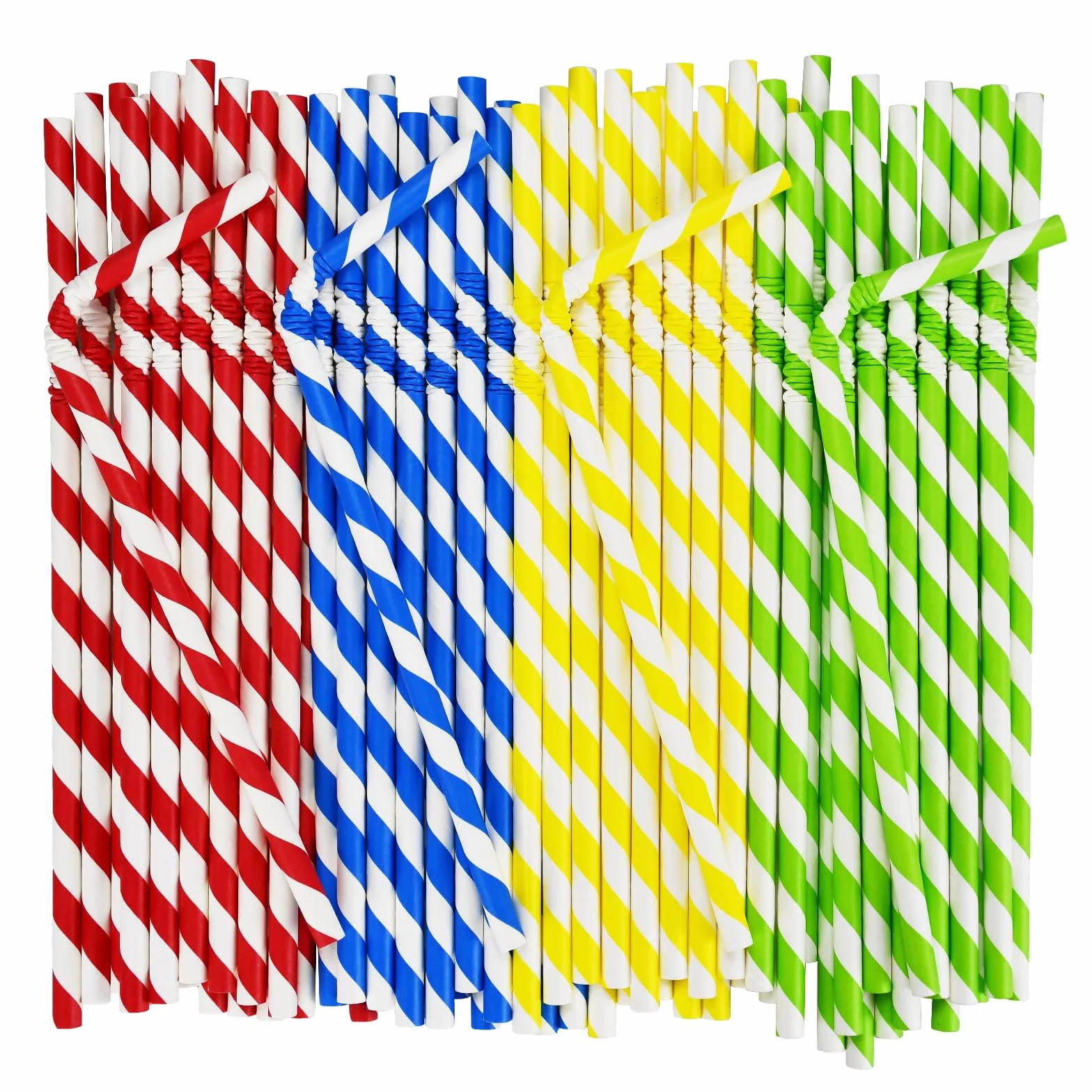Cannucce di carta usa e getta flessibili, 19,7 x 0,6 cm, 100% biodegradabili, a strisce colorate, confezione da 250