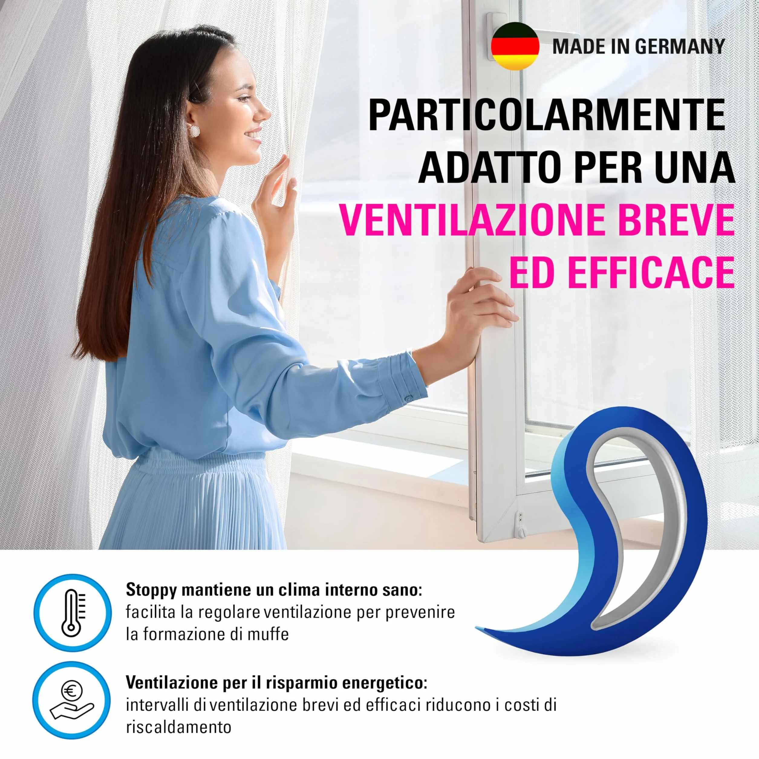 Stoppy, Stoppi, Fermafinestre, Fermafinestra, Fermaporte, Fermaporta, set di 2 (disponibile in 14 colori) (Bianco)
