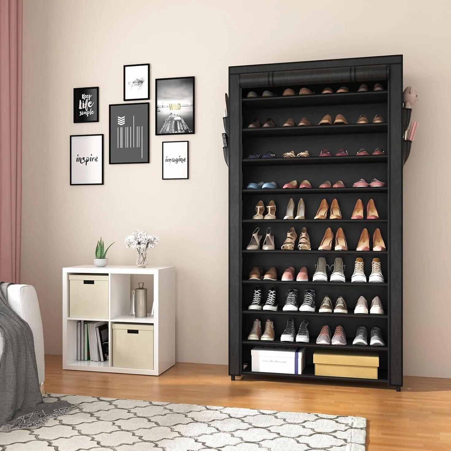 Vicye Scarpiera di Tessuto a 11 Ripiani, Scarpiera Migliorare l'utilizzo dello spazio da Ingresso, Scaffale Portascarpe con Copertura di Tessuto, per Scarpe da Ginnastica, Tacchi Alti, Ciabatte