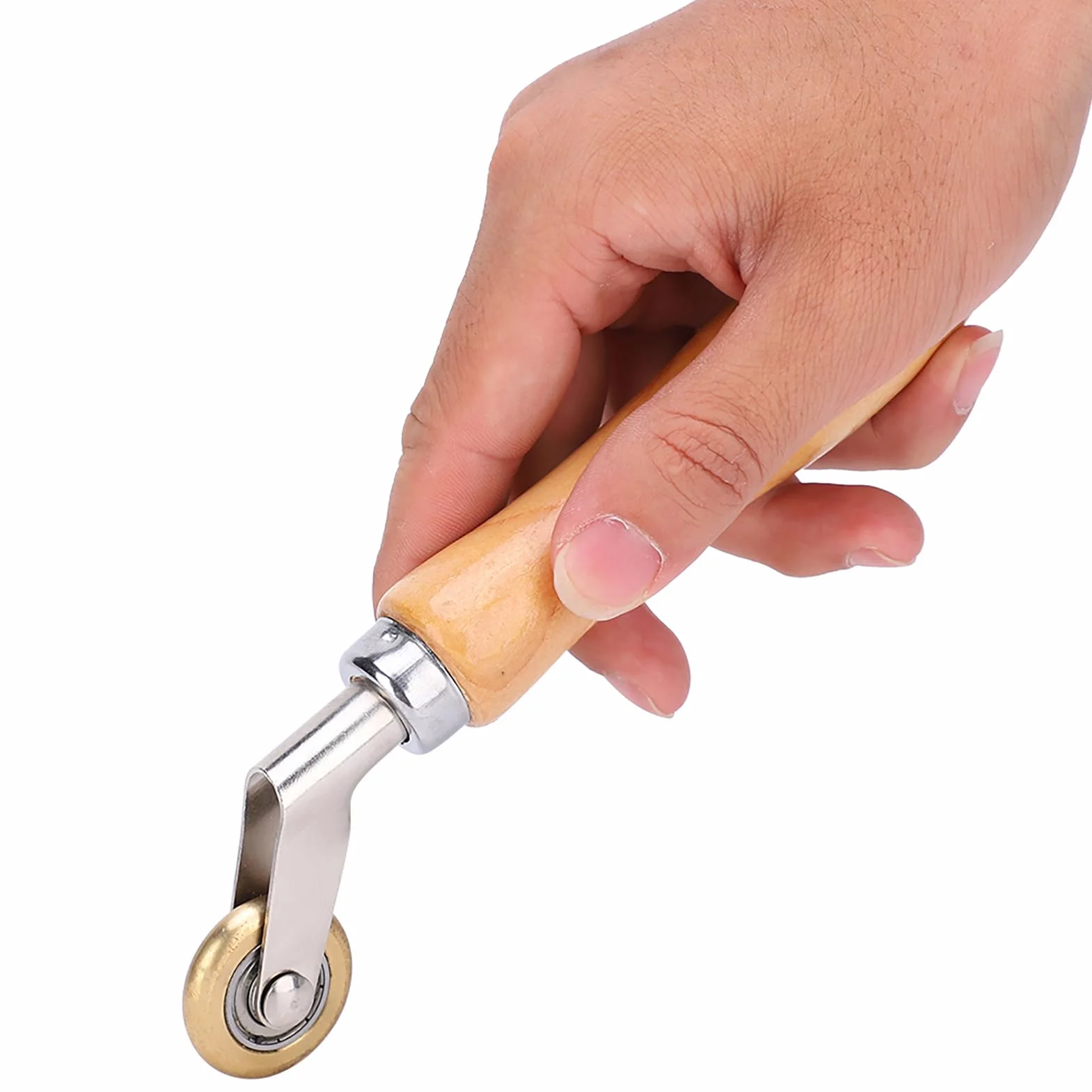 Rullo di Saldatura in Ottone con Impugnatura in Legno, Ruota Pressa Cucitura 30 Mm per PVC/telone/Saldatura di Materiale Impermeabile - Impedisce la Rottura e la Deformazione,