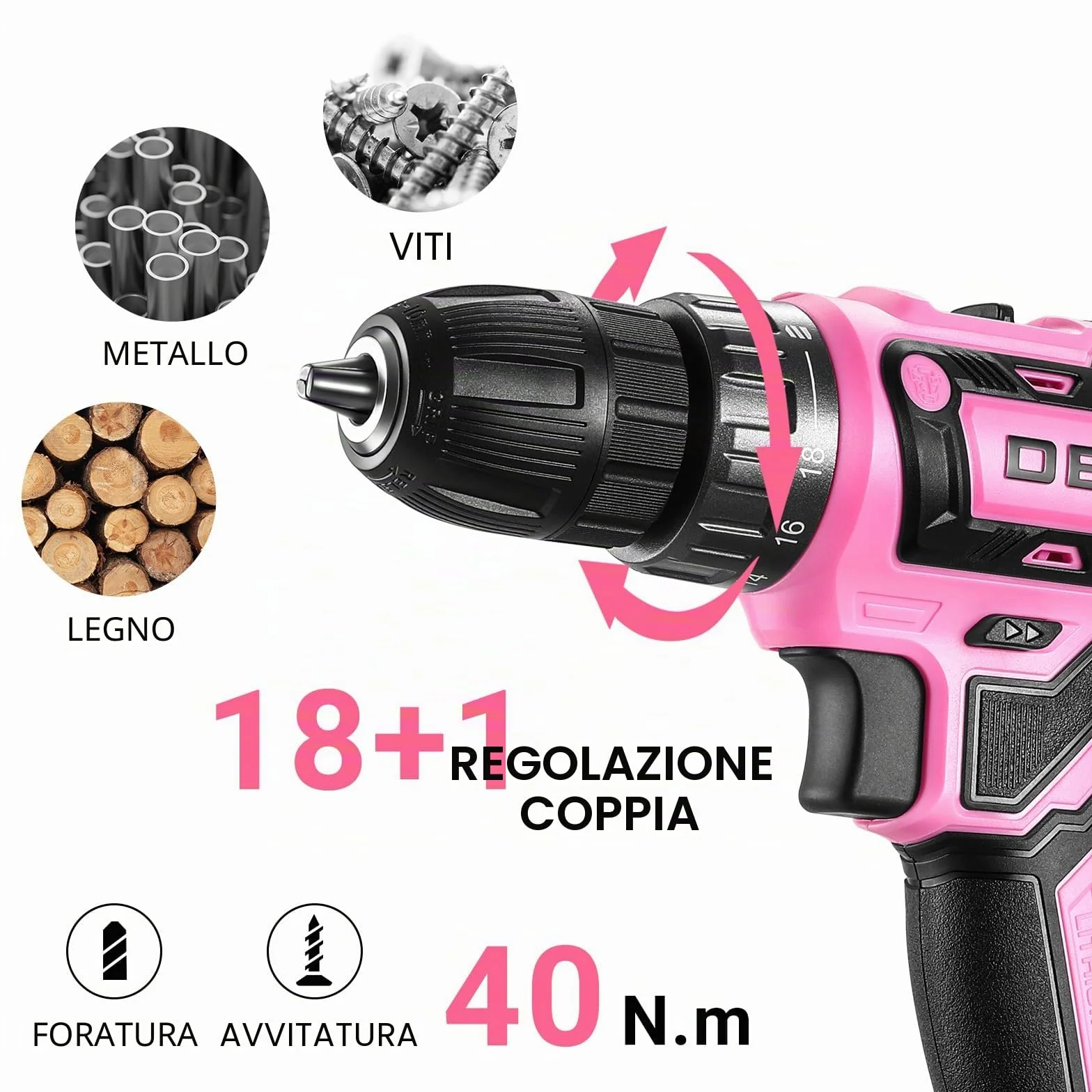 Kit Trapano a Batteria: DEKOPRO 20V 30 Pezzi Avvitatore a Batteria 40N.m - Con Batterie e Caricabatterie Trapano Avvitatore Per Progetti Domestici, Fai da te