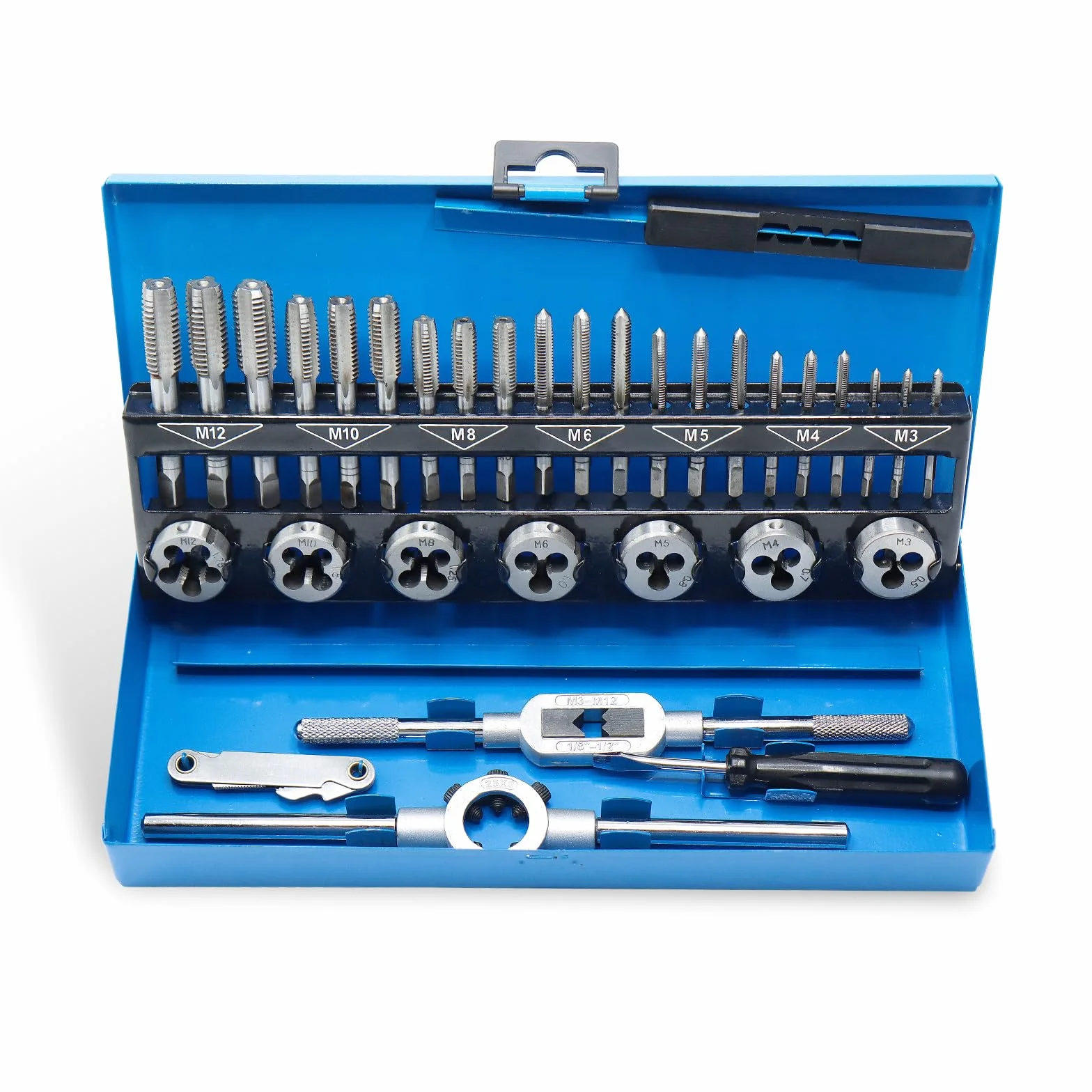 CCLIFE 32 Pezzi Set Maschi e Filiera M3-M12, per maschiature fai da te, tagli, filettature, sagomature, lavorazioni manuali per il fai da te in casa, garage e officina