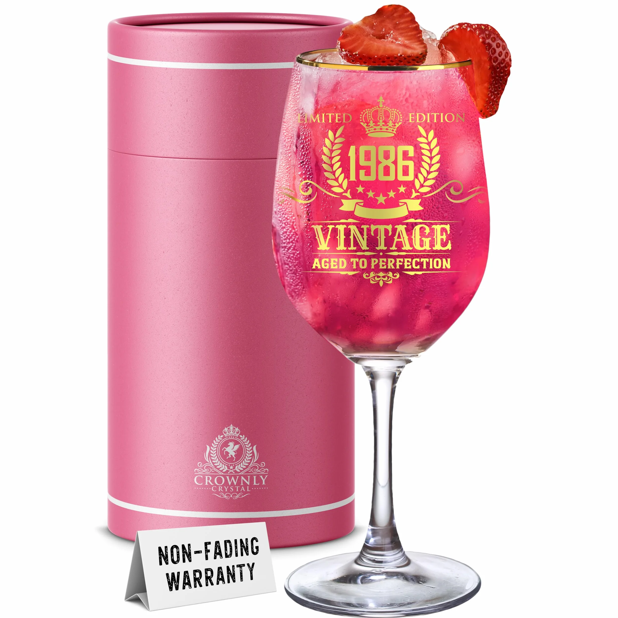 CROWNLY CRYSTAL® Bicchiere Personalizzato Donna 40° Compleanno Idea Regalo