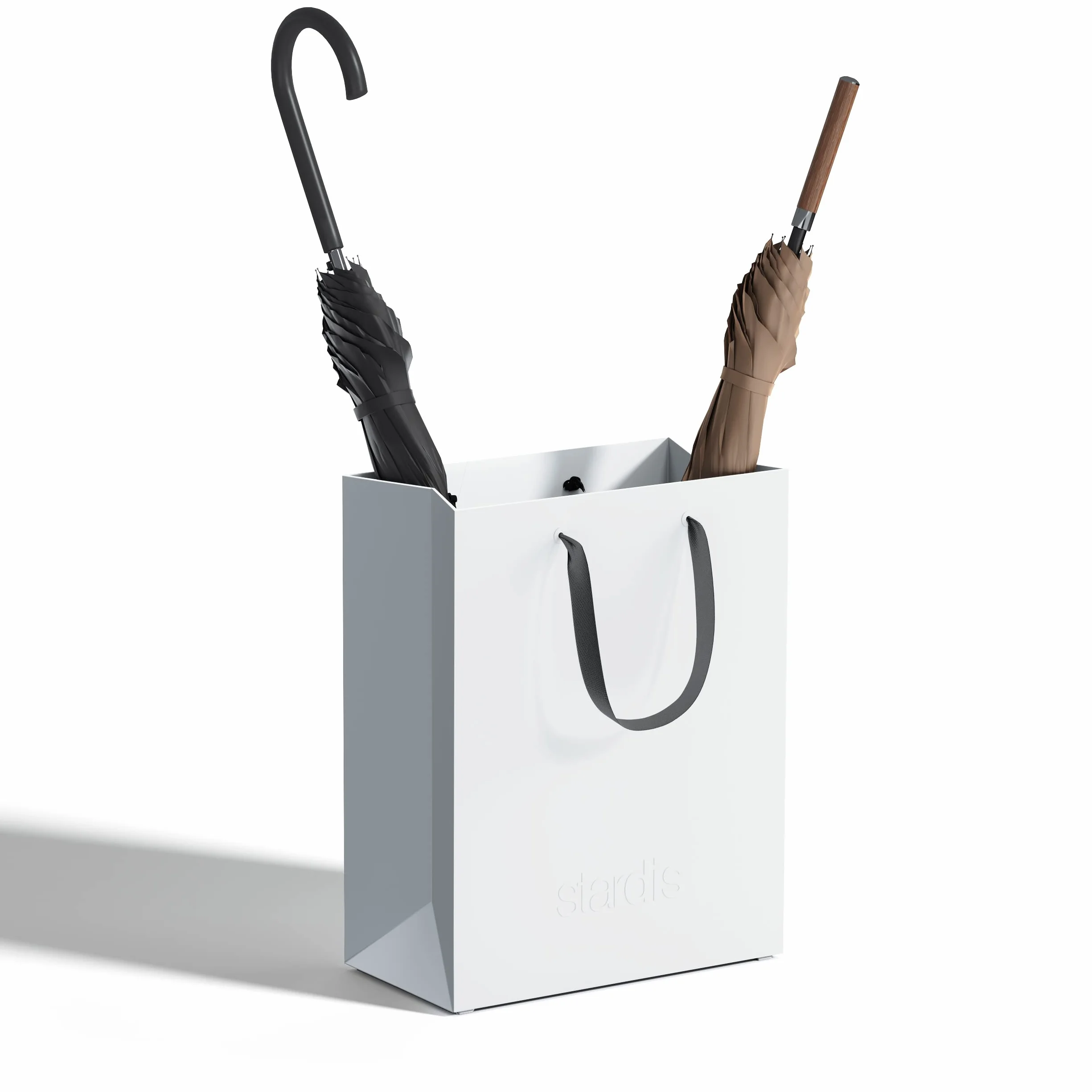 binbox Quadrato Cestino per Carta e Rifiuti di Design con Maniglie per il Trasporto per Ufficio, Elegante Cestino Portatile e Compatto in Plastica Bianco Alpino