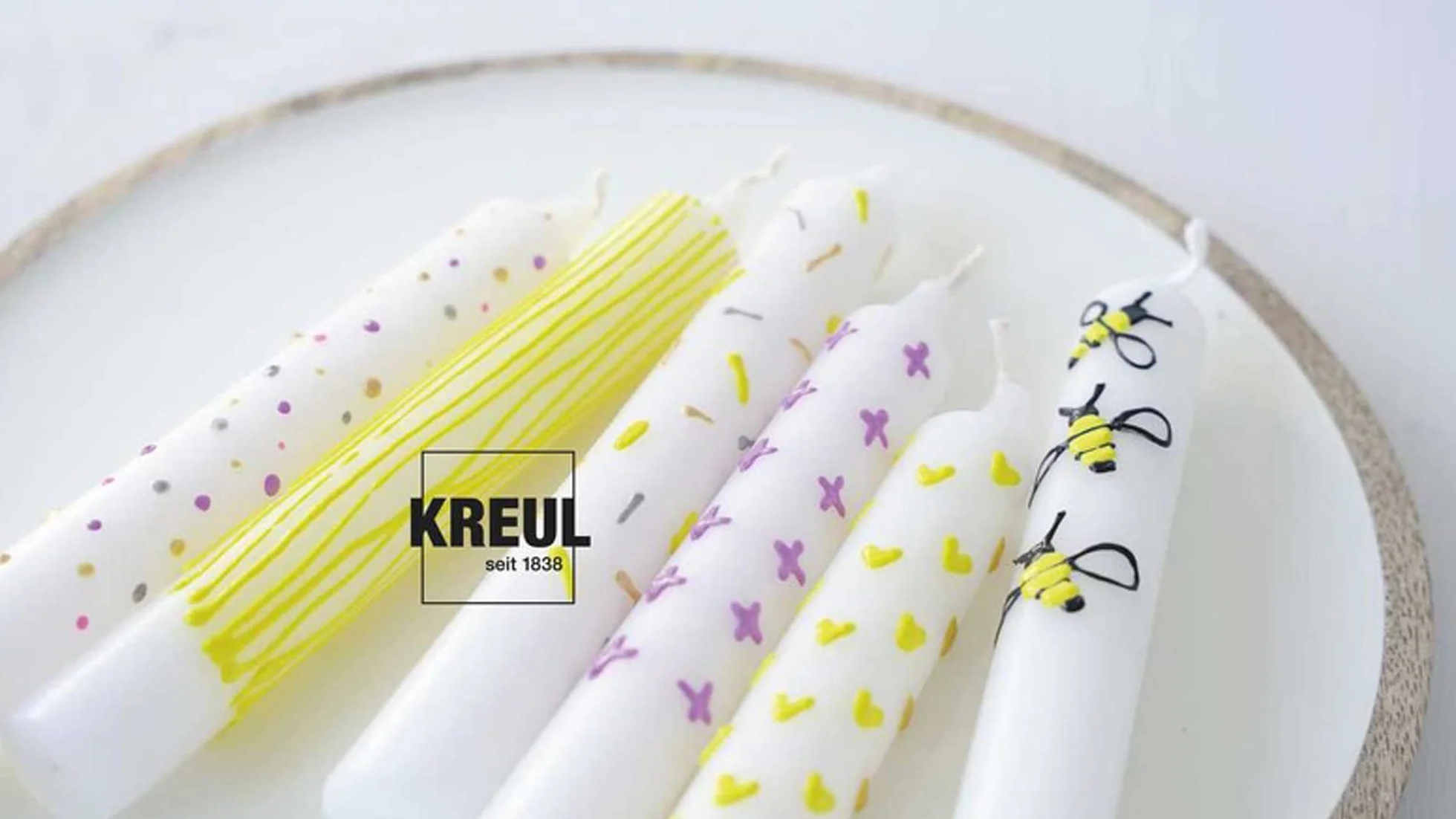 KREUL 49733 - Penna per Candele, Oro Glitterato, 29 ml, Penna per Candele con Punta fine, Vernice con Cera d'api per Decorare e dipingere Le Candele