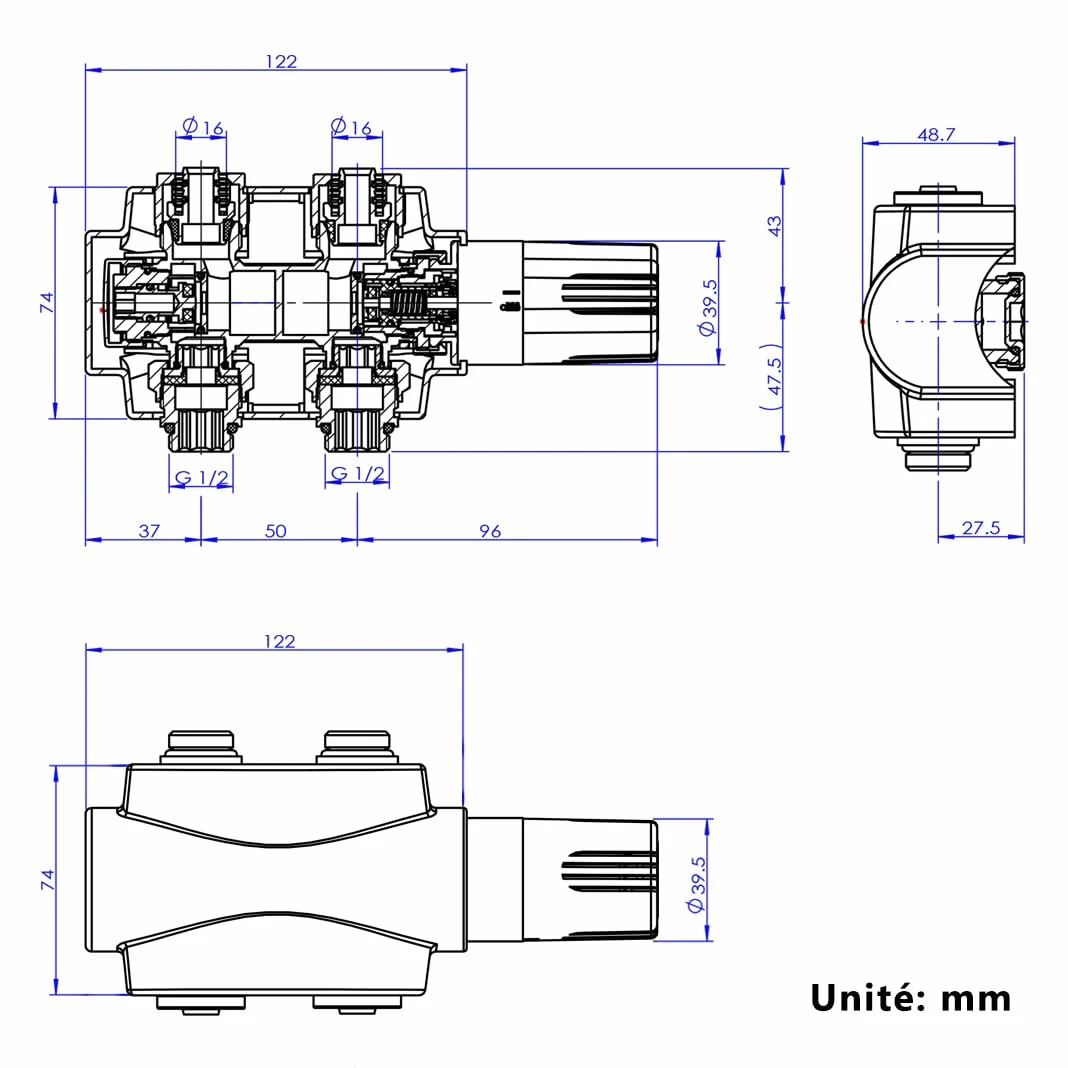 Heilmetz Valvola termostatica, valvola universale con termostato per radiatori, 10 bar, 7 livelli regolabili, kit di collegamento centrale con copertura(bianco)