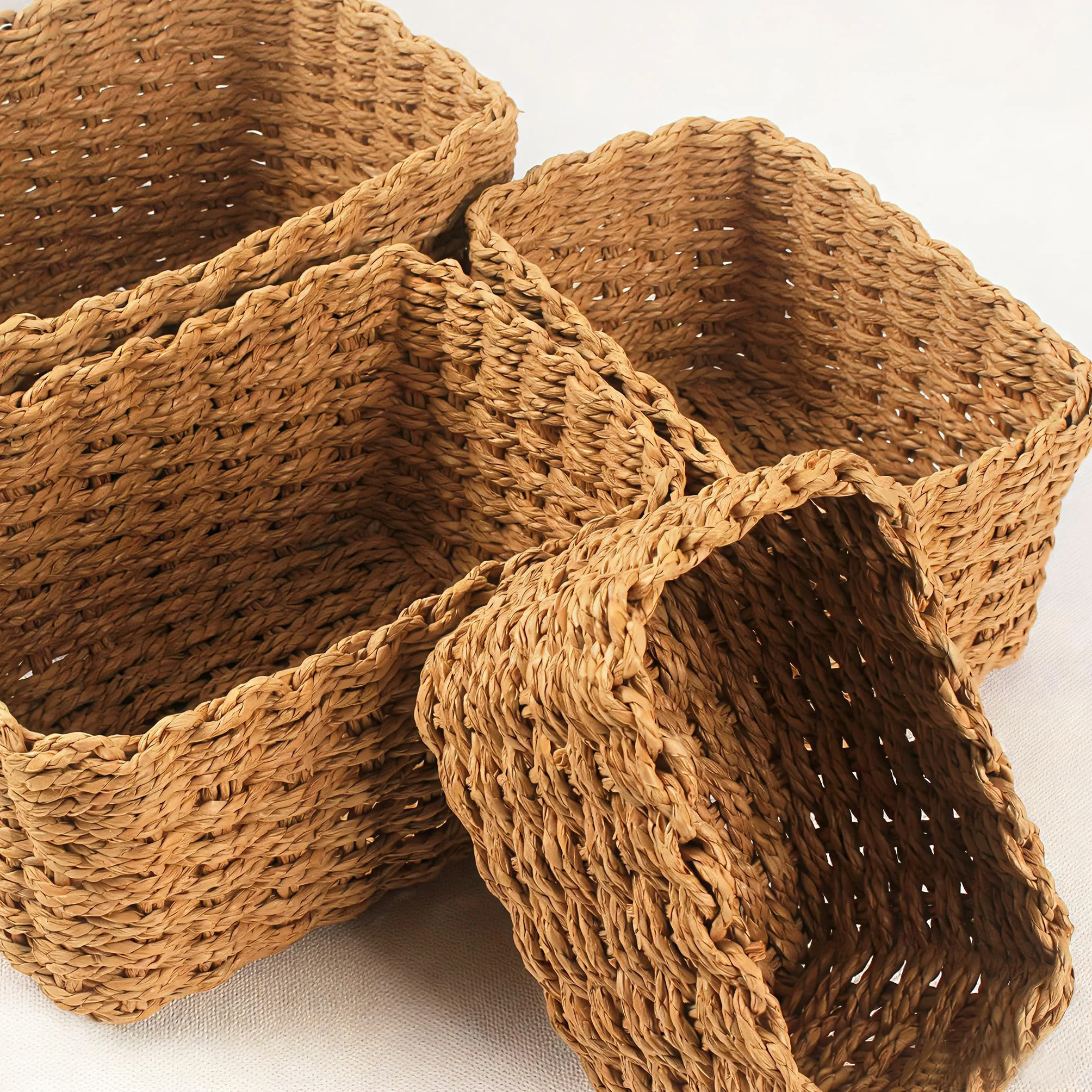 Cestini Portaoggetti in Vimini Naturale Set di 4 per Bagno Armadio Cucina