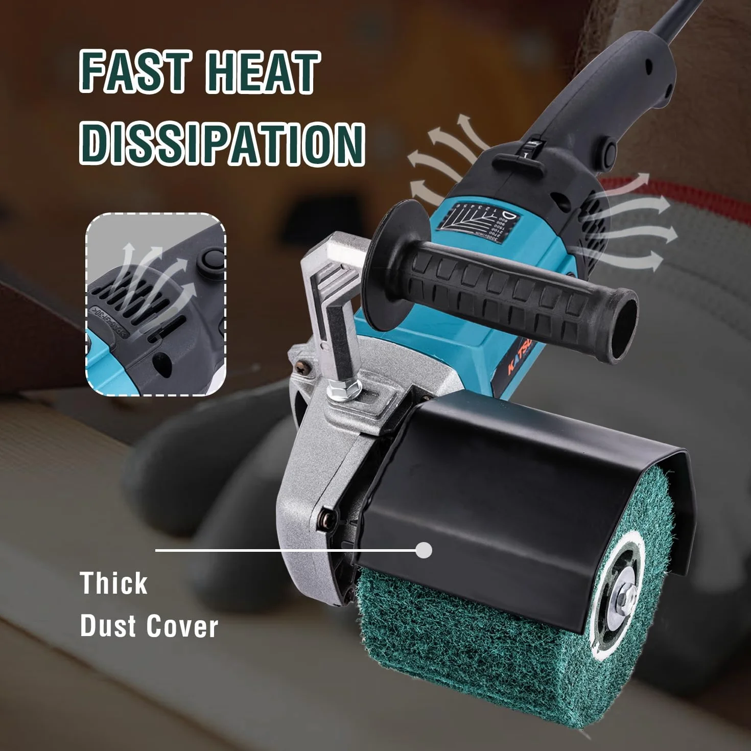 KATSU Tools Levigatrice a tamburo elettrica 1200 W – brunisher/politrice 6 velocità per finitura