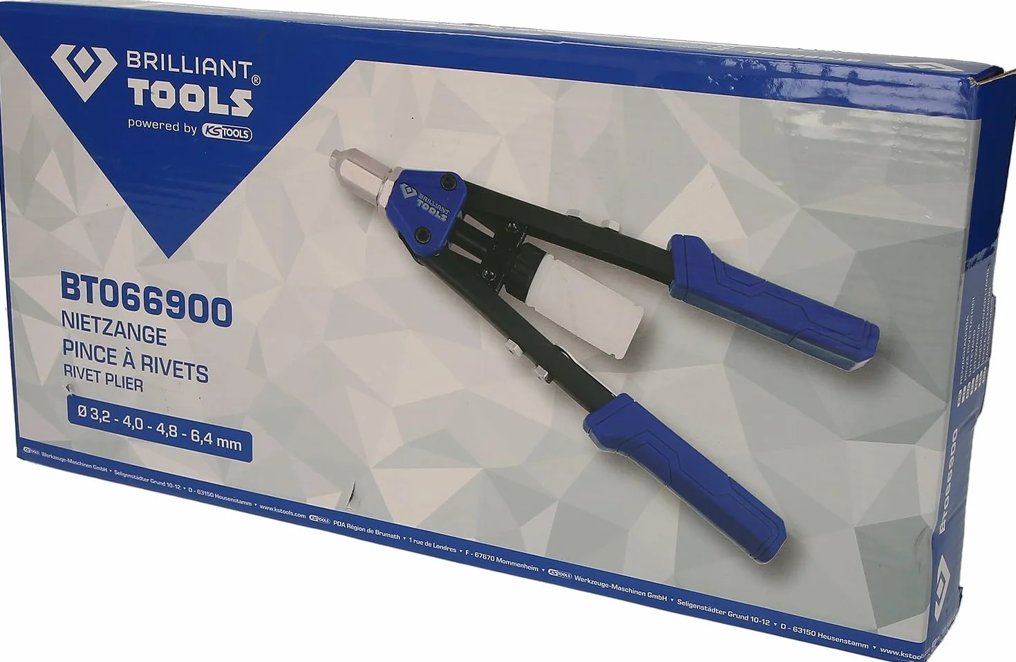 BRILLIANT TOOLS BT066900 Rivettatrice manuale per rivetti Ø 3,2-4,8-6,4 mm