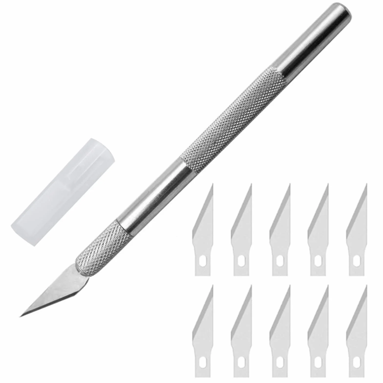 Cutter Di Precisione, Taglierino Cutter e 10 Lame di Ricambio in Acciaio, Coltello da Intaglio Artistici, Coltello da Innesto, Coltello Artigianale, Coltello da Innesto Giardino