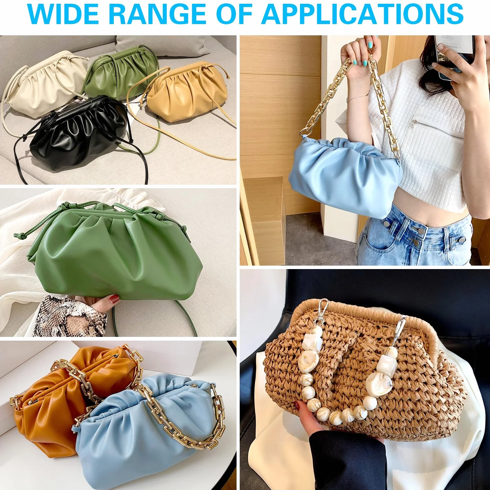 Chiusura Borsa Uncinetto 4 Pezzi Manico in Alluminio 16cm 18cm 20cm 25cm per Borsa Fai da Te