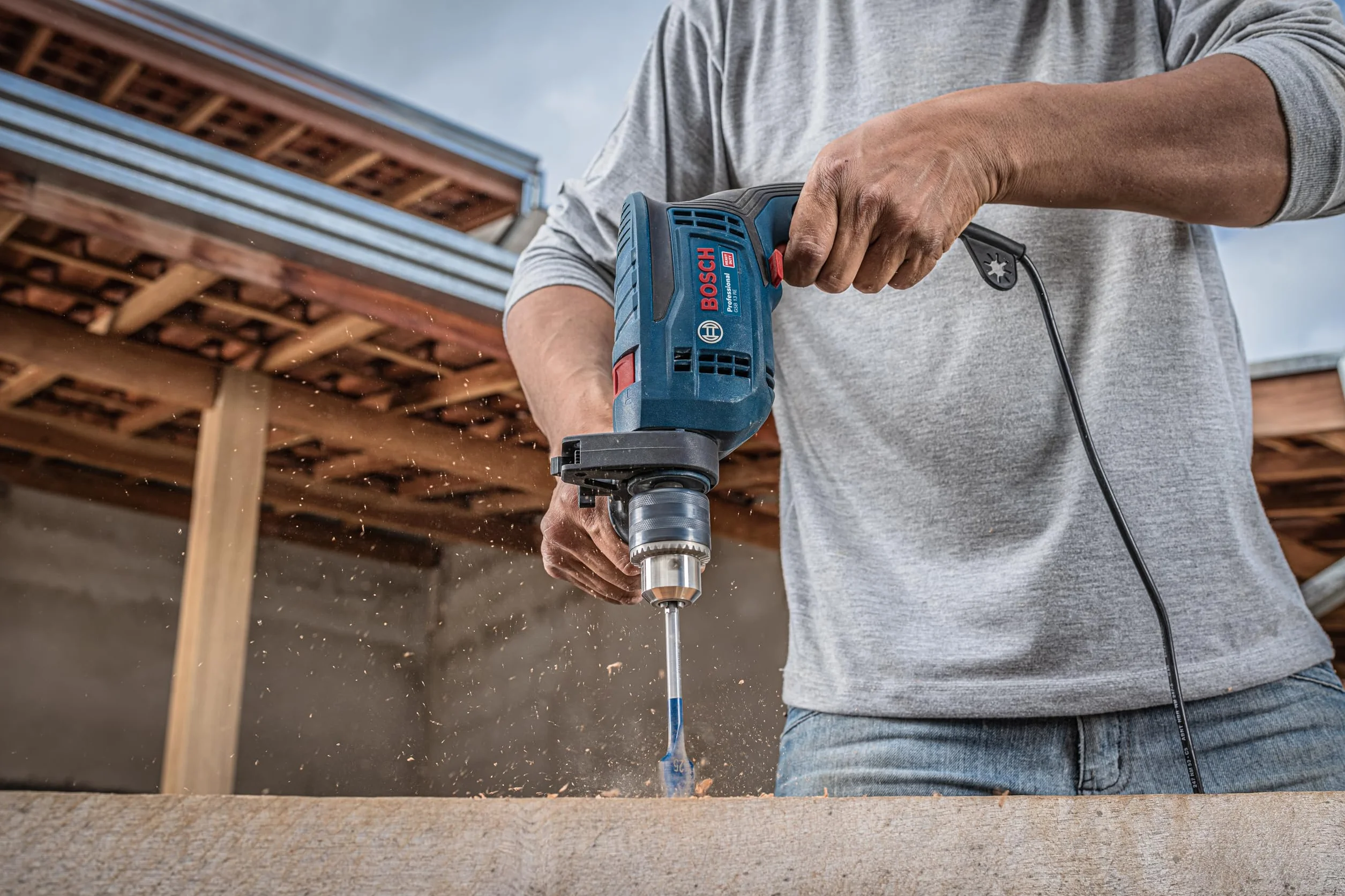 Bosch Professional Trapano con percussione GSB 13 RE (Motore da 600 Watt, incl. asta di profondità 210 mm, mandrino autoserrante 13 mm)