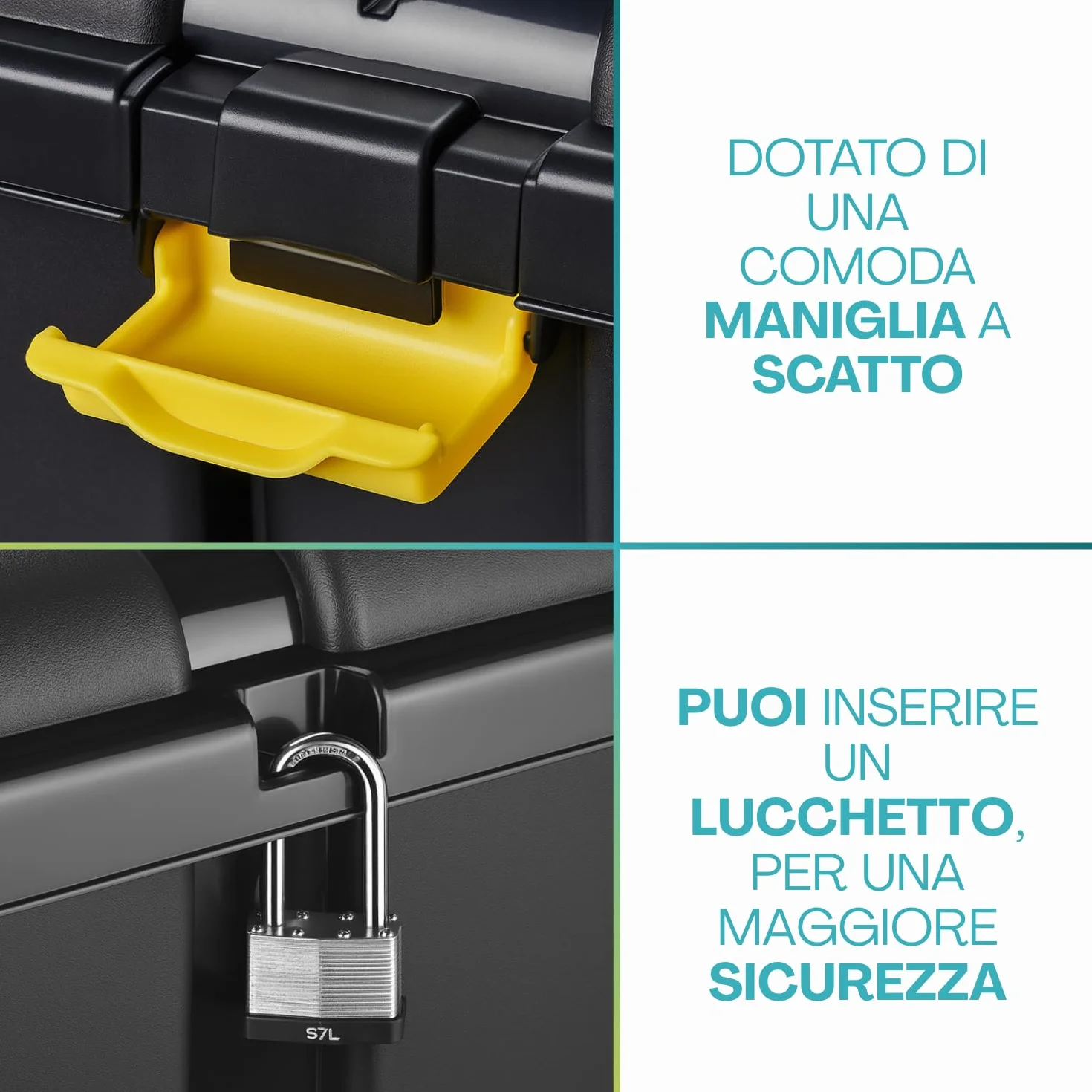 Paluplus Box Attrezzi con Ruote 79x52x52 cm 150 Litri Nero con Chiusura a Scatto -5940F-6,9