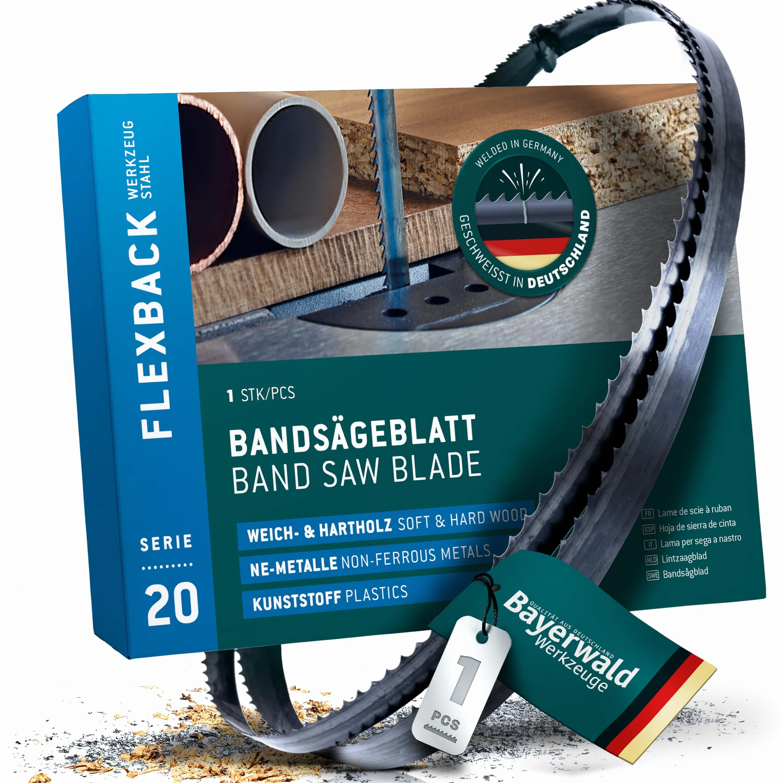 Bayerwald Lama per sega a nastro in acciaio - 2240 x 16 x 0,5 x 4 / legno, metalli non ferrosi, plastica, lamiere sottili / sega a nastro adatto per Elektra Beckum