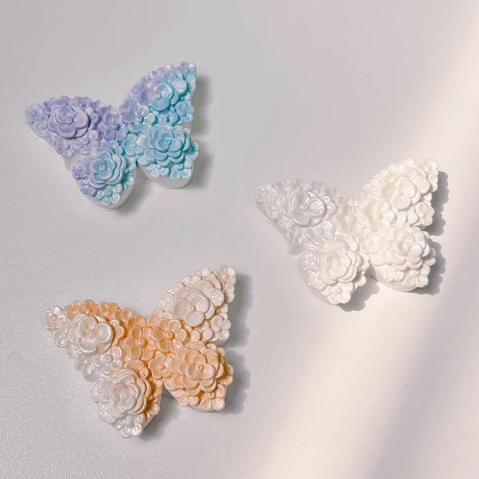 2 Pezzi Stampo in Silicone Farfalla 3D per Candele, Portacandele DIY in Gesso, per la Festa della Mamma, San Valentino, Decorazione da Tavolo