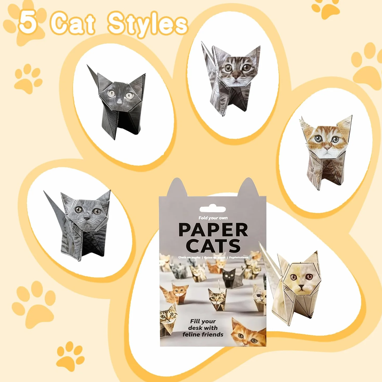 50 fogli di carta Cats origami, 12 x 12 cm, carta origami fai da te, linee di piegatura chiare, gatti di origami 3D, facili da piegare, ideali per appassionati di bricolage e artisti
