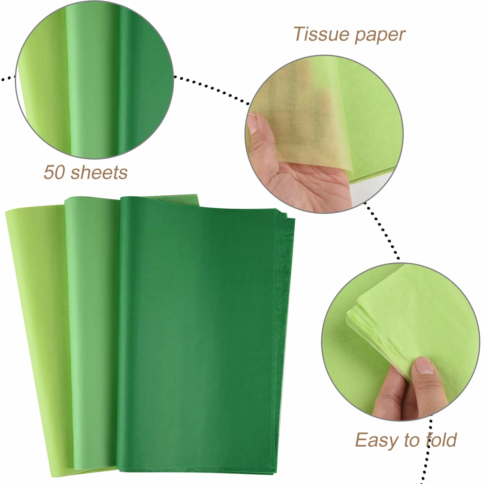 CHRORINE 50 fogli carta velina verde multicolore confezione regalo artistica