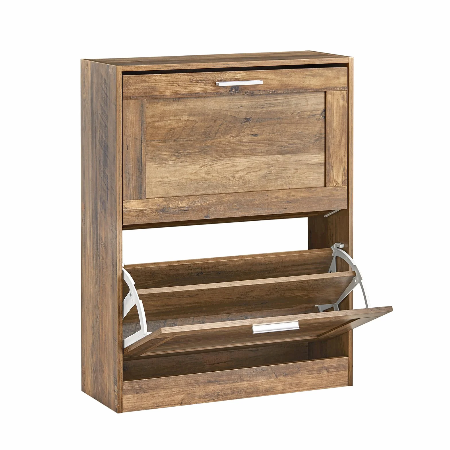SoBuy Scarpiera Salvaspazio Slim Scarpiera Ingresso a 2 Ribalte - Stile vintage + Capacità 12 Paia + Adatta a Corridoi Stretti - 60x25x80cm, Noce, FSR137-F