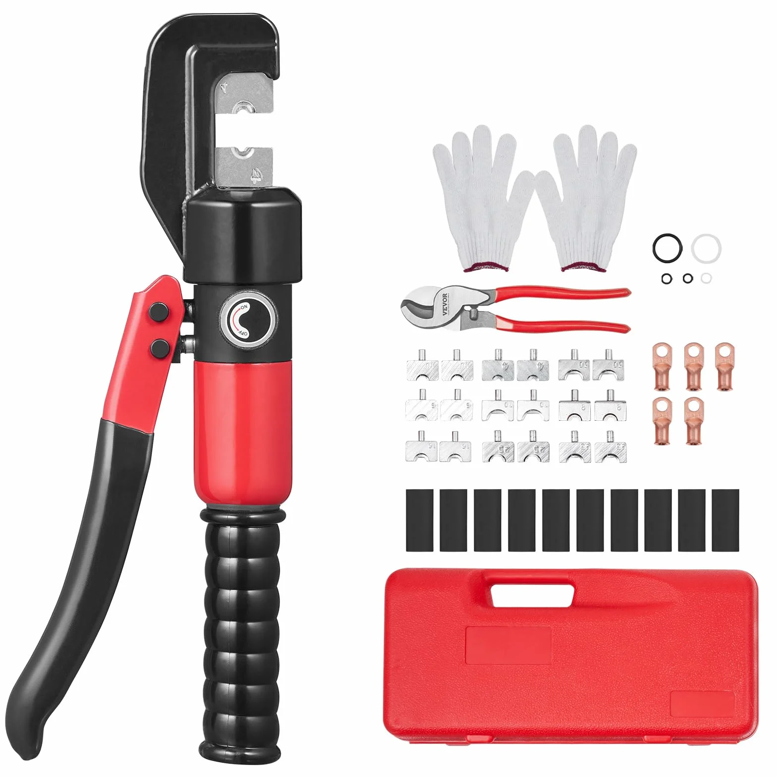 VEVOR Pinza Crimpatrice Idraulica 4-70 mm² Pinza a Crimpare Idraulica Capicorda per Terminali in Alluminio Rame AWG12-2/0 Accessori Inclusi in Valigetta Portatile, Set di Pinza di Crimpaggio per Cavi