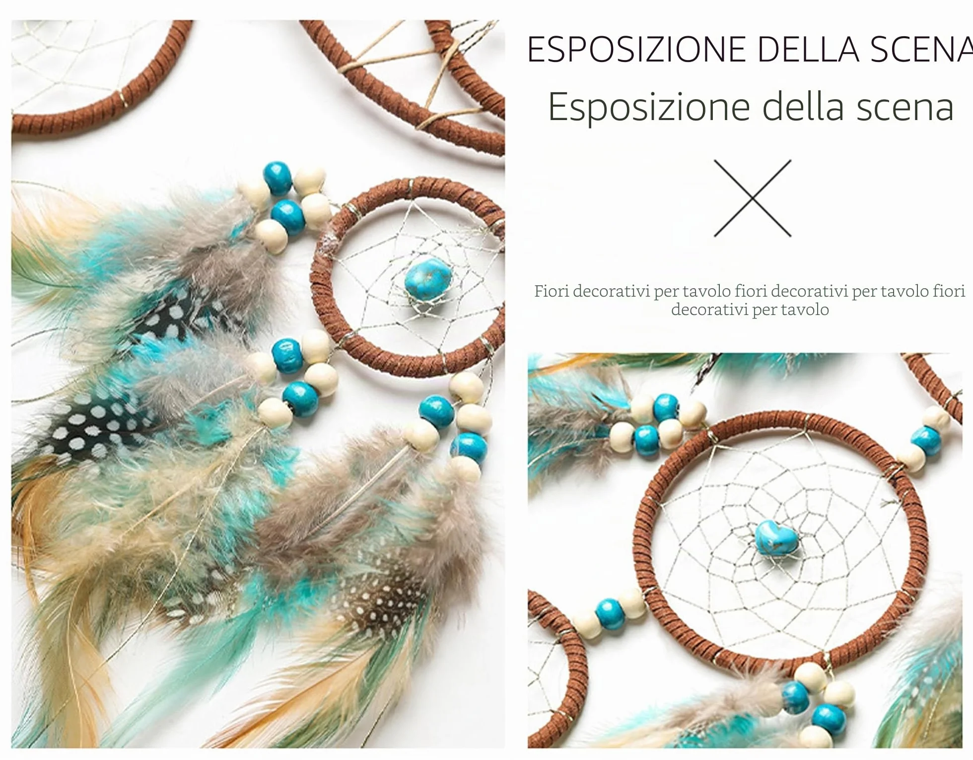 Acchiappasogni in Piume Fatto a Mano, Decorazione Parete Bambini