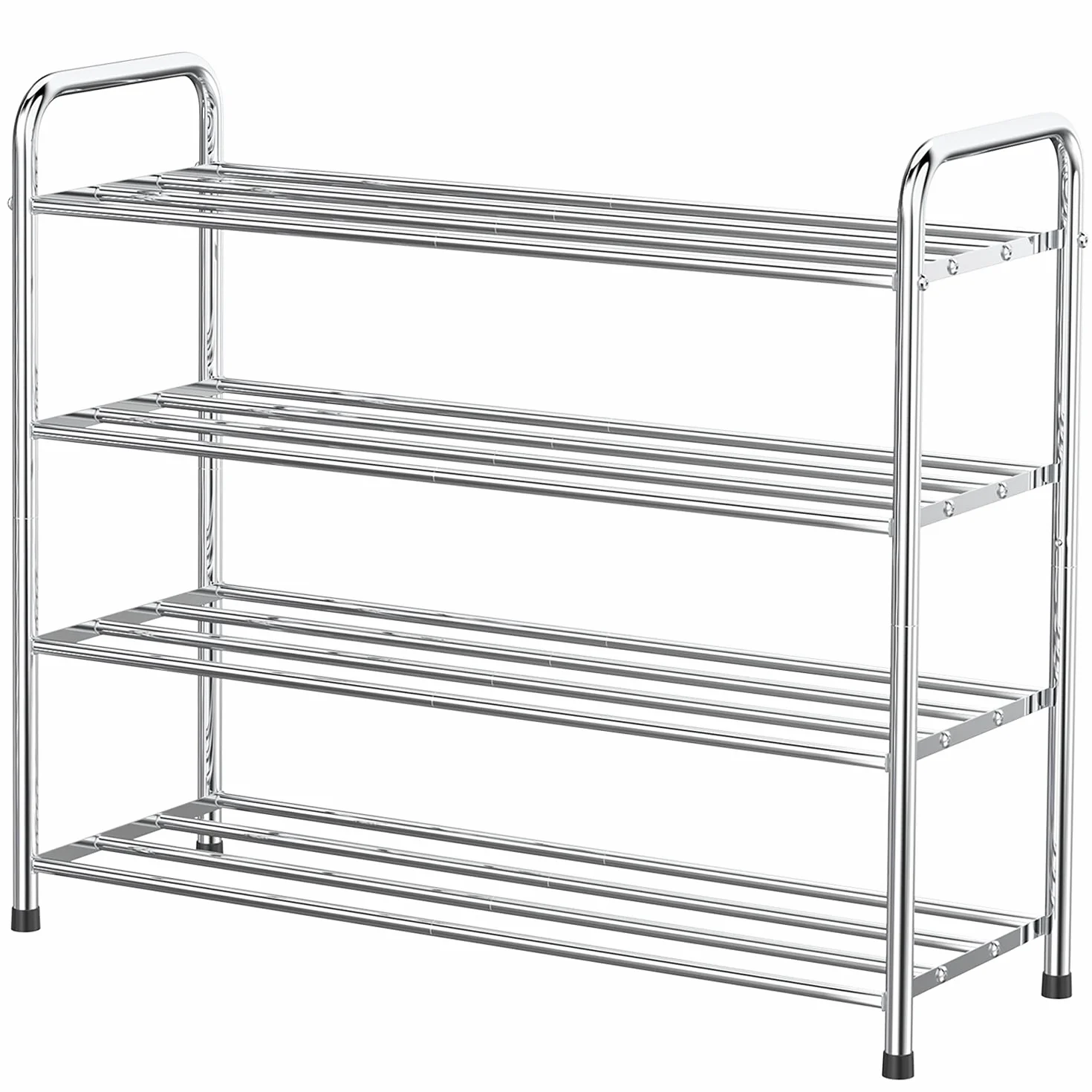 FANHAO Scarpiera Potenziata in Acciaio Inossidabile a 4 Livelli, Organizer Scarpe Ripiano per Scarpe, per un Massimo di 12-16 Paia di Scarpe, per Soggiorno, Guardaroba e Corridoio, 68 x 26 x 65 cm