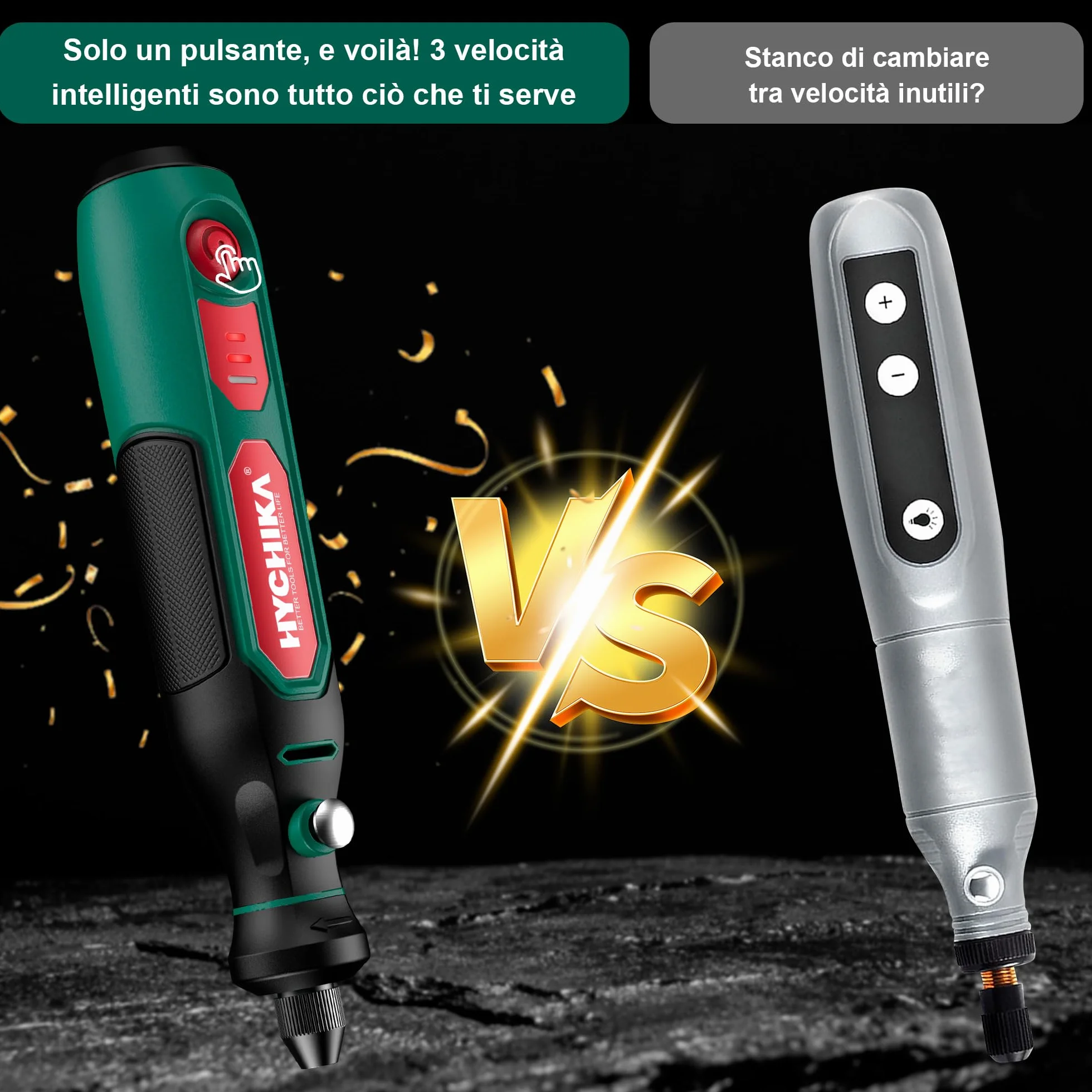 HYCHIKA Mini Trapano 3.6V Utensile Rotante Multifunzione 77 Accessori Foratura Levigatura Lucidatura Incisione Velocità Regolabile Ricarica USB-C DIY