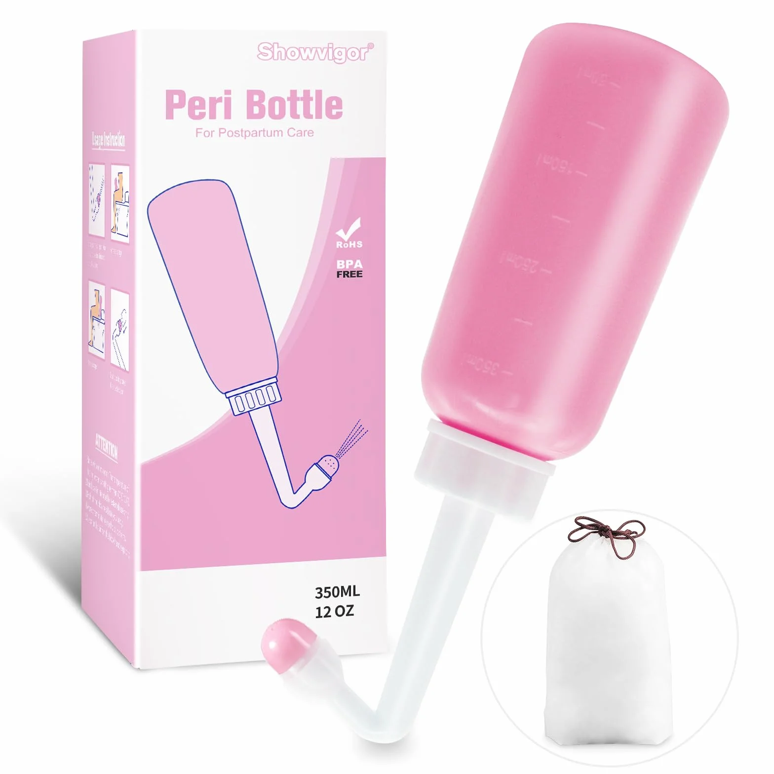 Bidet Portatile – 350ml Peri Bottle Post Partum per Letto Settimanale e Ospedale | Bidet Portatile da Viaggio con Tasche Impermeabili