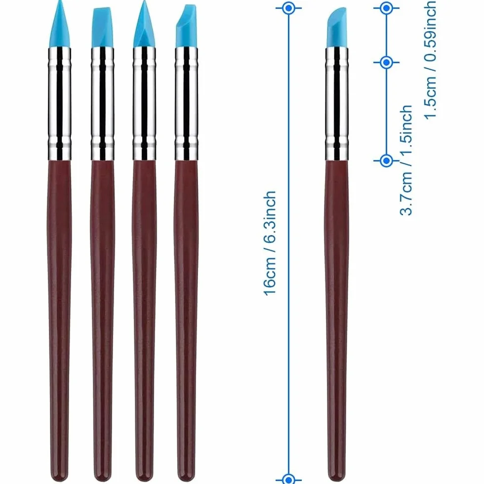 MMOBIEL 10 strumenti per modellare la creta in gomma siliconica - pennello in gomma siliconica e strumento per punteggiare a sfera per modellare ceramiche artigianali e Nail Art artigianale fai-da-te