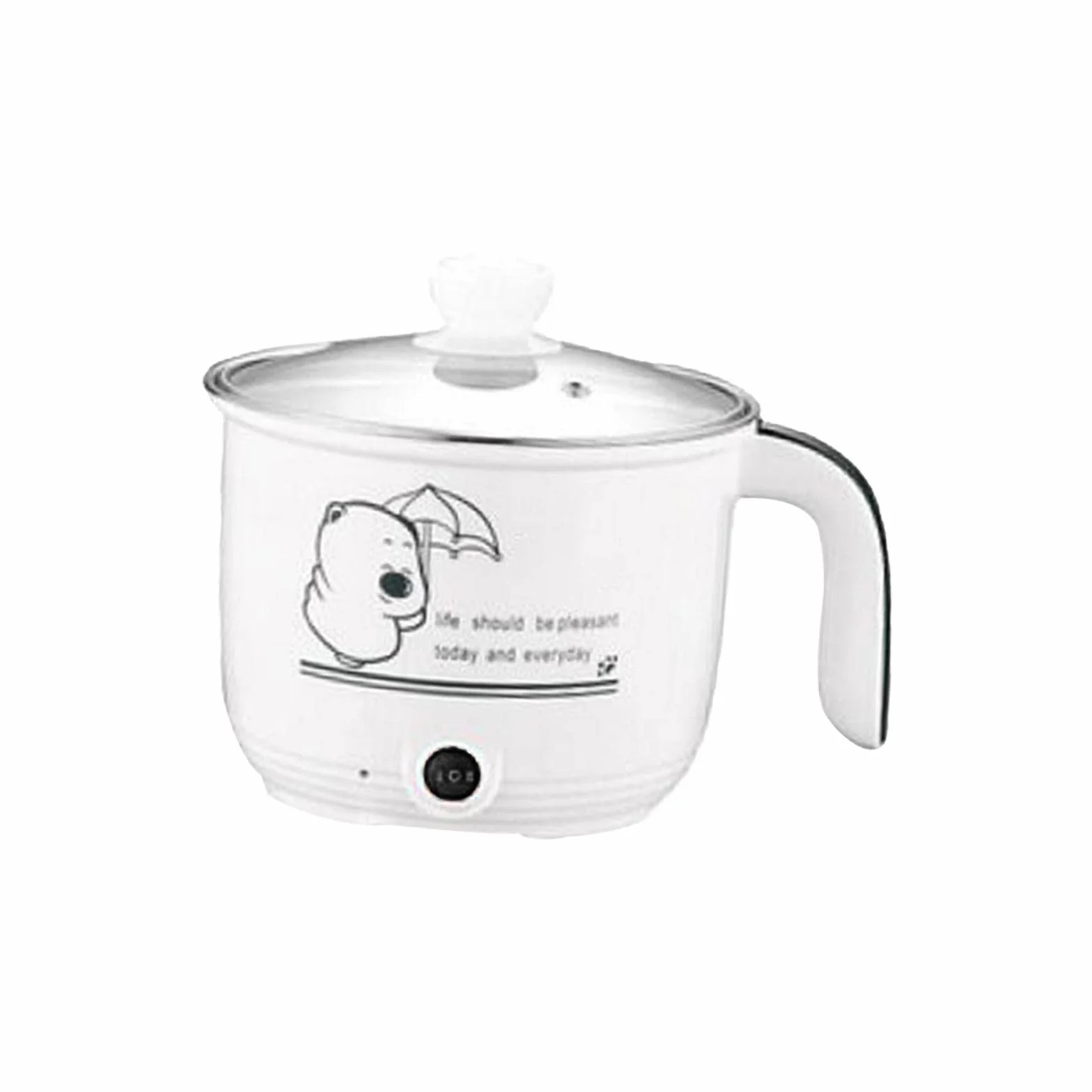 F Fityle Mini Hot Pot Ramen Cooker Padella elettrica Portatile Multiuso Antiaderente per dormitorio dell'home Office, Bianco