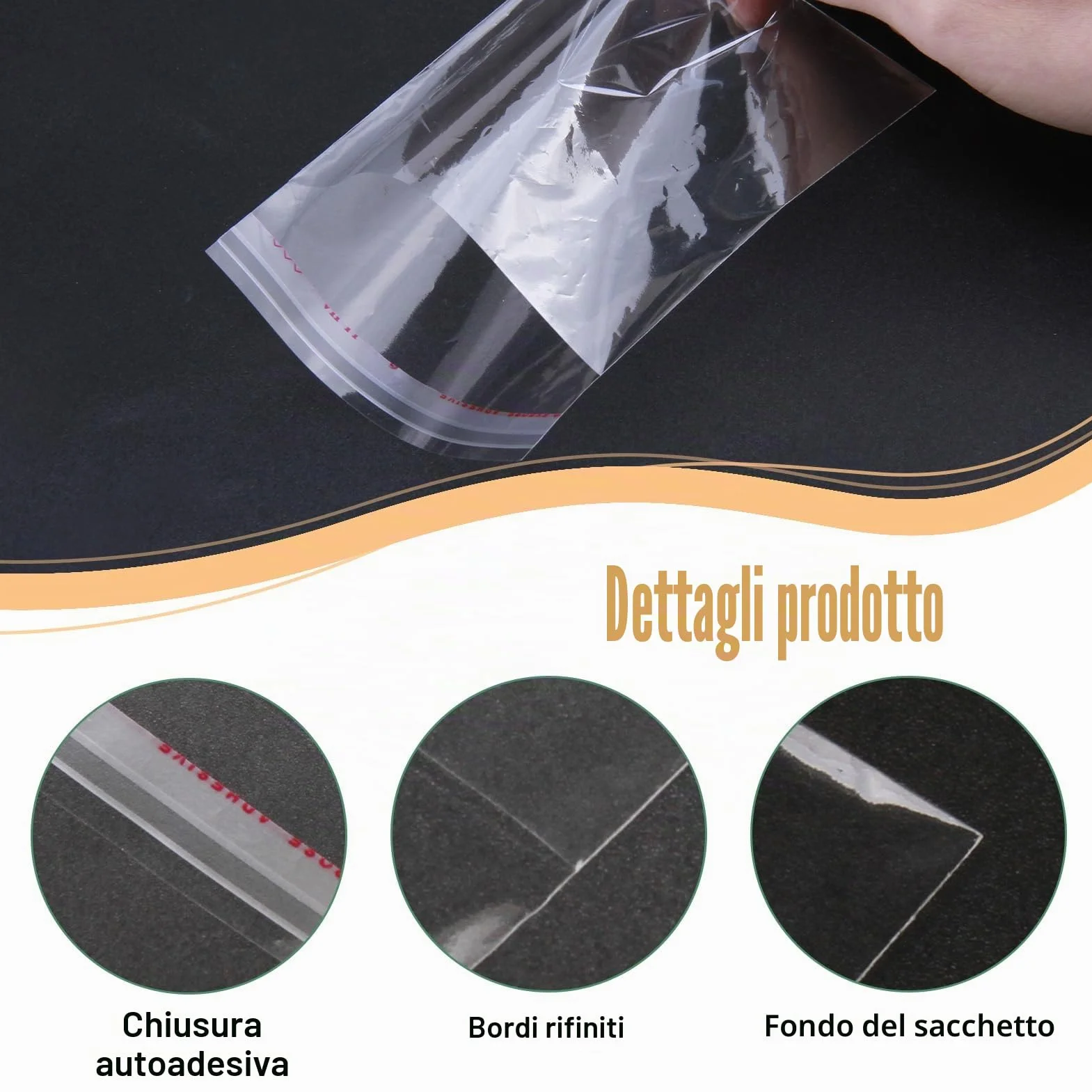 400 Bustine Trasparenti Adesive 8x12cm, Sacchetti Cellophane Ziplock per Alimenti, Caramelle e Biscotti, Alta Trasparenza e Multiuso