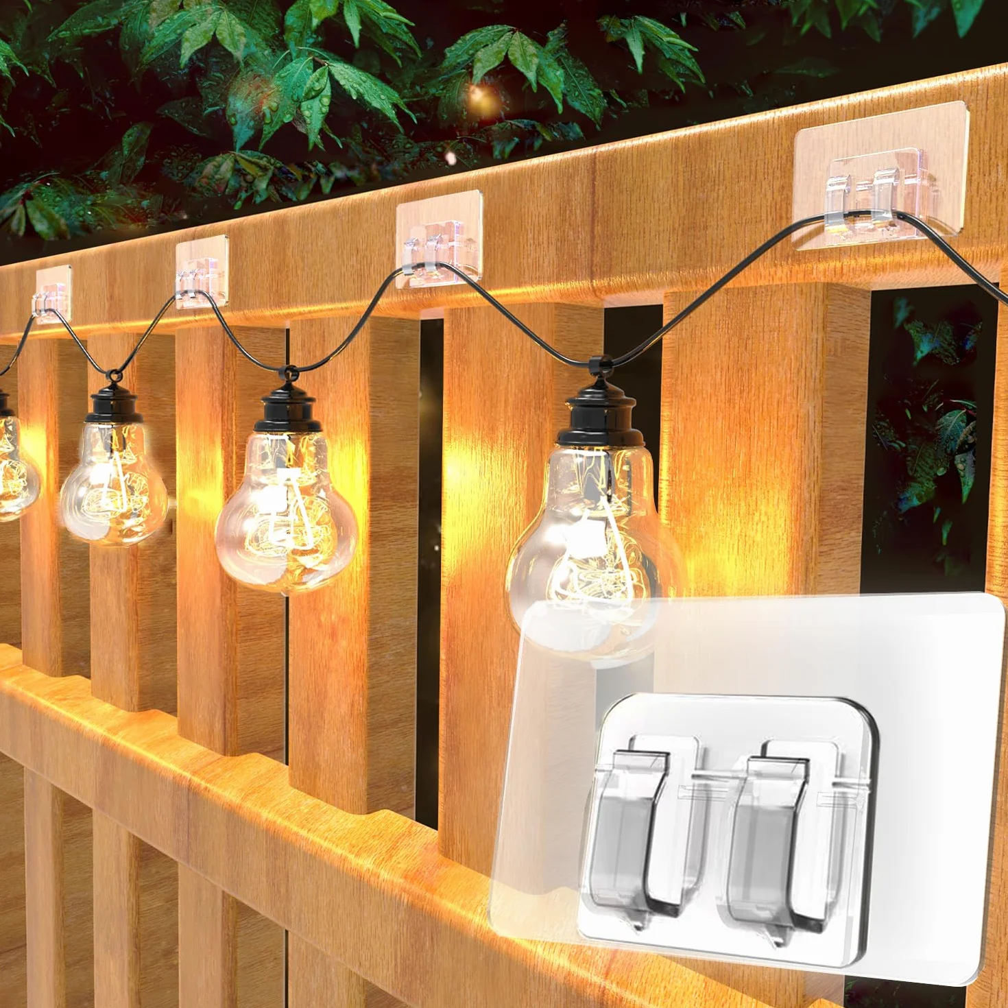 25 pezzi di Appendini per Luci Estive con Strisce Adesive – Impermeabili, Resistenti ai Raggi UV, Senza Danni, Clip con Installazione Senza Utensili per Natale, Patio, Garden, Balcony