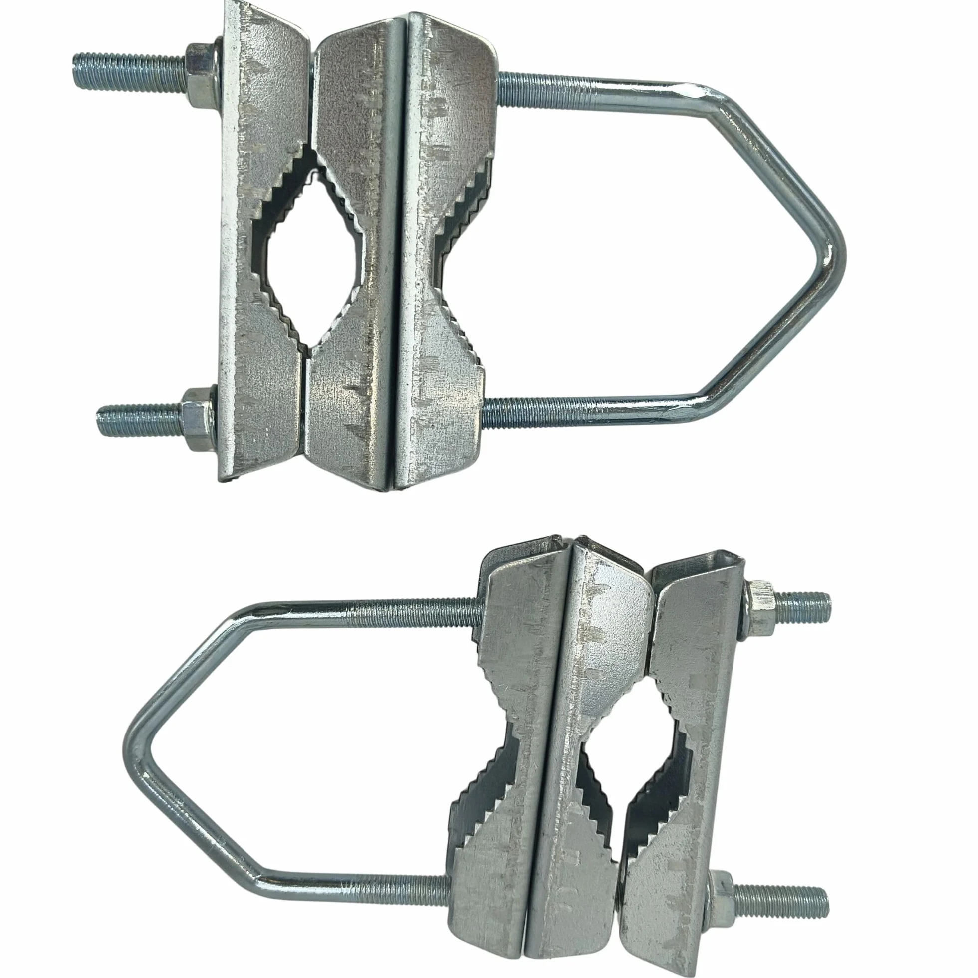 PremiumX 2 x Morsetto per asta satellitare in acciaio zincato con doppia staffa per tubo mast - Morsetto doppio per asta fino a 60mm Ø