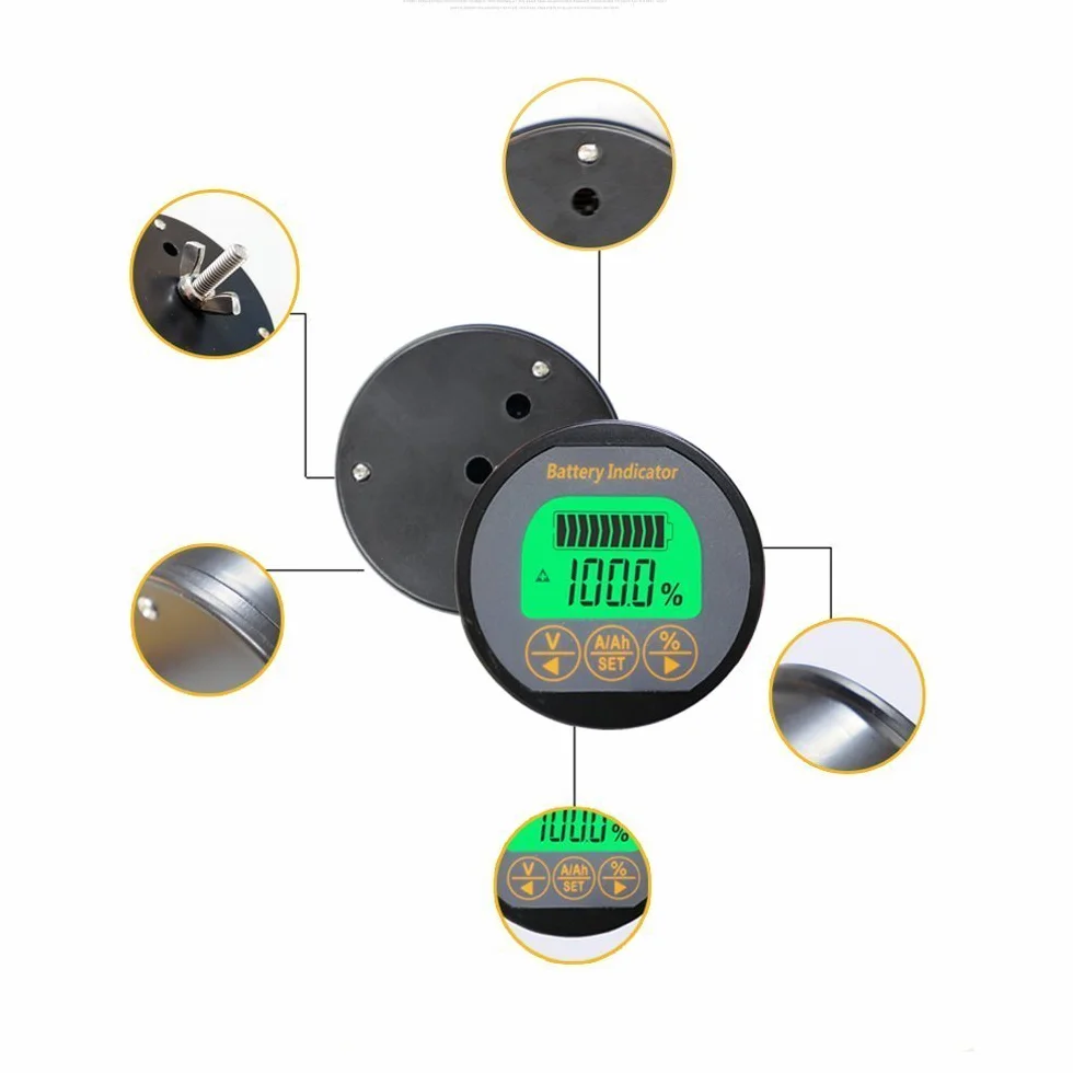 AiLi Monitor della Batteria Tester Voltmetro Ampermetro 8-120V 0-350A 999Ah per Auto, Motorboat, Roulotte, Camper, Camper Solare