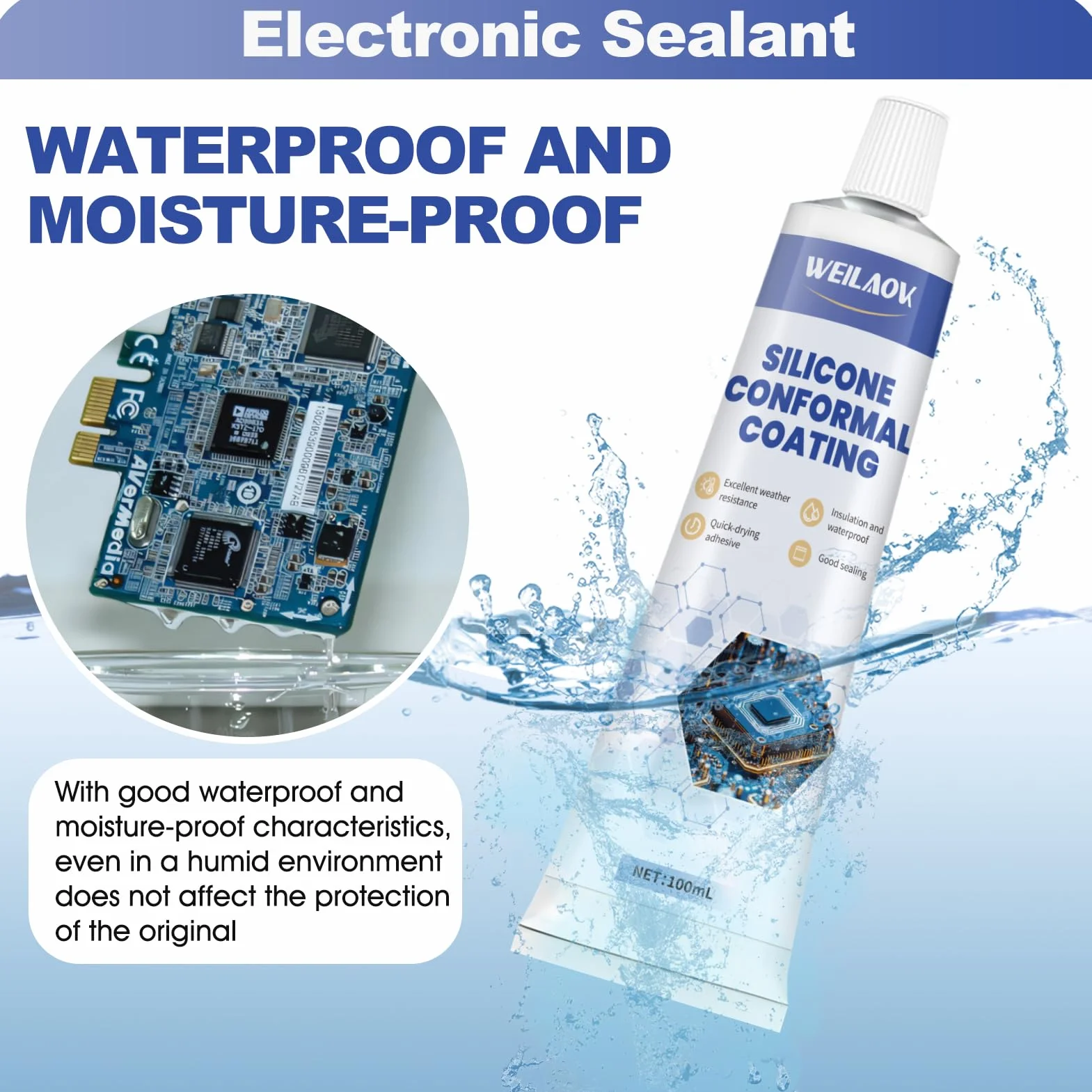 Protective and Insulating Varnish, Vernice Isolante, Gomma Liquida, Gel Isolante Elettrico per Circuiti Stampati di Apparecchiature Elettroniche, Schede di Controllo, ecc, 100 ml