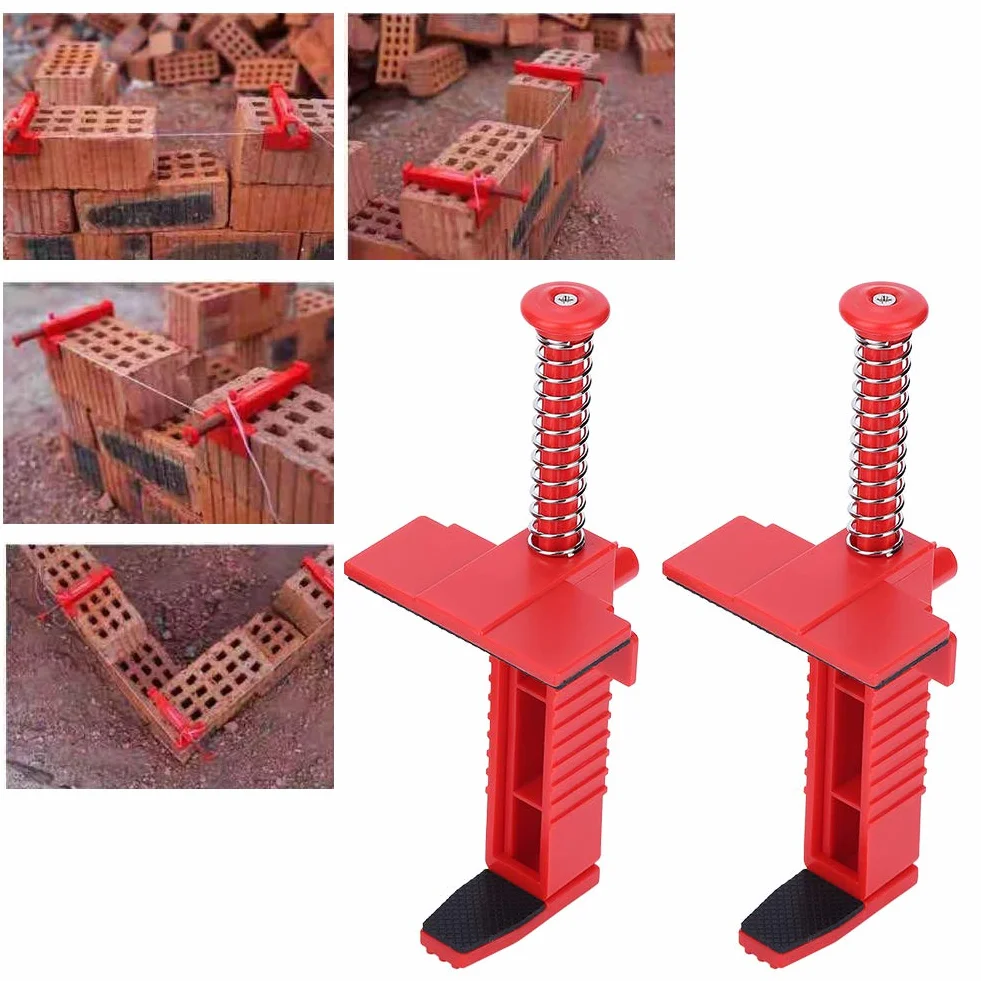 2PCS Brick Liner Runner Wire Drawer Strumento di misurazione per muratura Livellamento con Antiscivolo Strumento di misurazione per Pad Accessorio di ingegneria(Red)