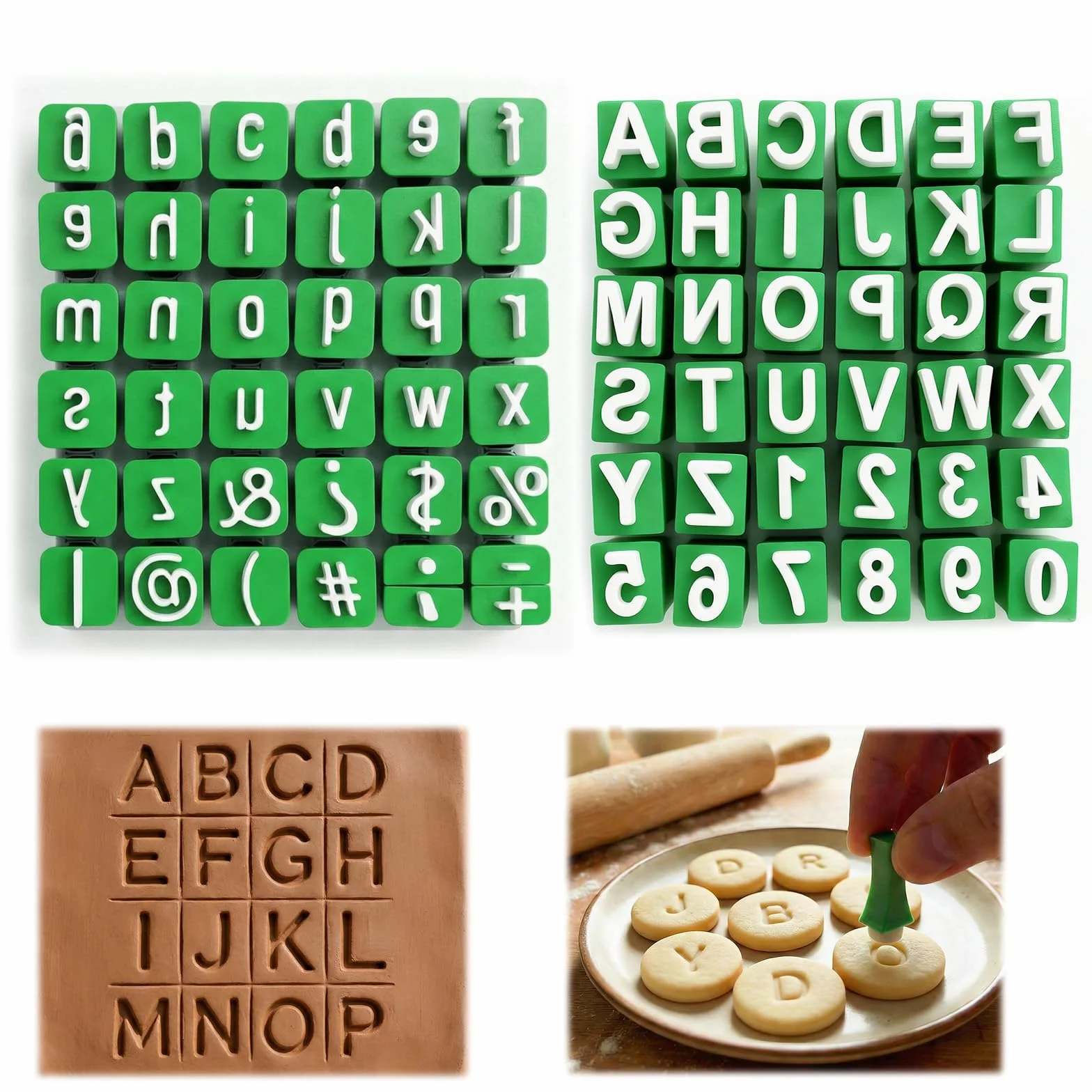 Timbri Lettere Alfabeto X 72PCS, Timbri per Argilla Stencil Lettere Maiuscole e Minuscole, per Ceramica, Biscotti e Decorazione Personalizzata di Torte, Strumento Timbro con Numeri e Lettere