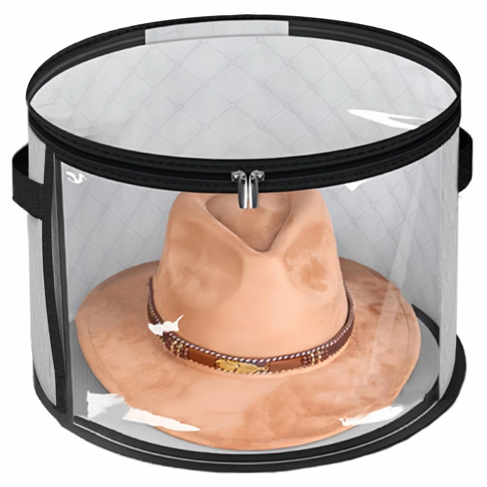 Cappelliera, Scatola per cappelli trasparente di grandi dimensioni con cerniera per riporre le donne, Organizer per cappelli con maniglia portatile per l'organizzazione dei viaggi e dell'armadio, G
