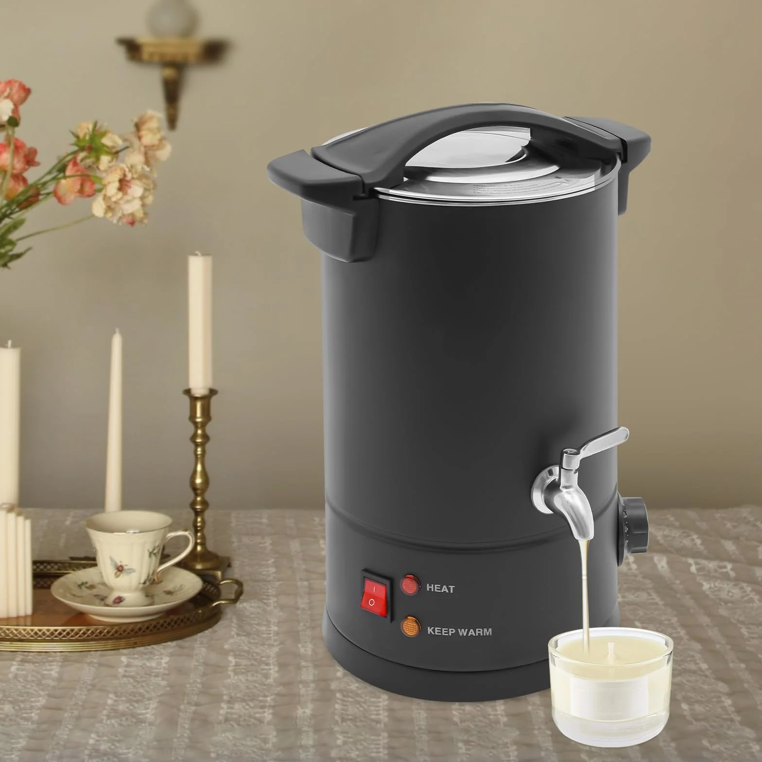 Qussse 8 litri per la produzione di candele, pentola elettrica da 1800 W, dispositivo per fusione di cera con controllo della temperatura (30-110 °C), per candele fai da te