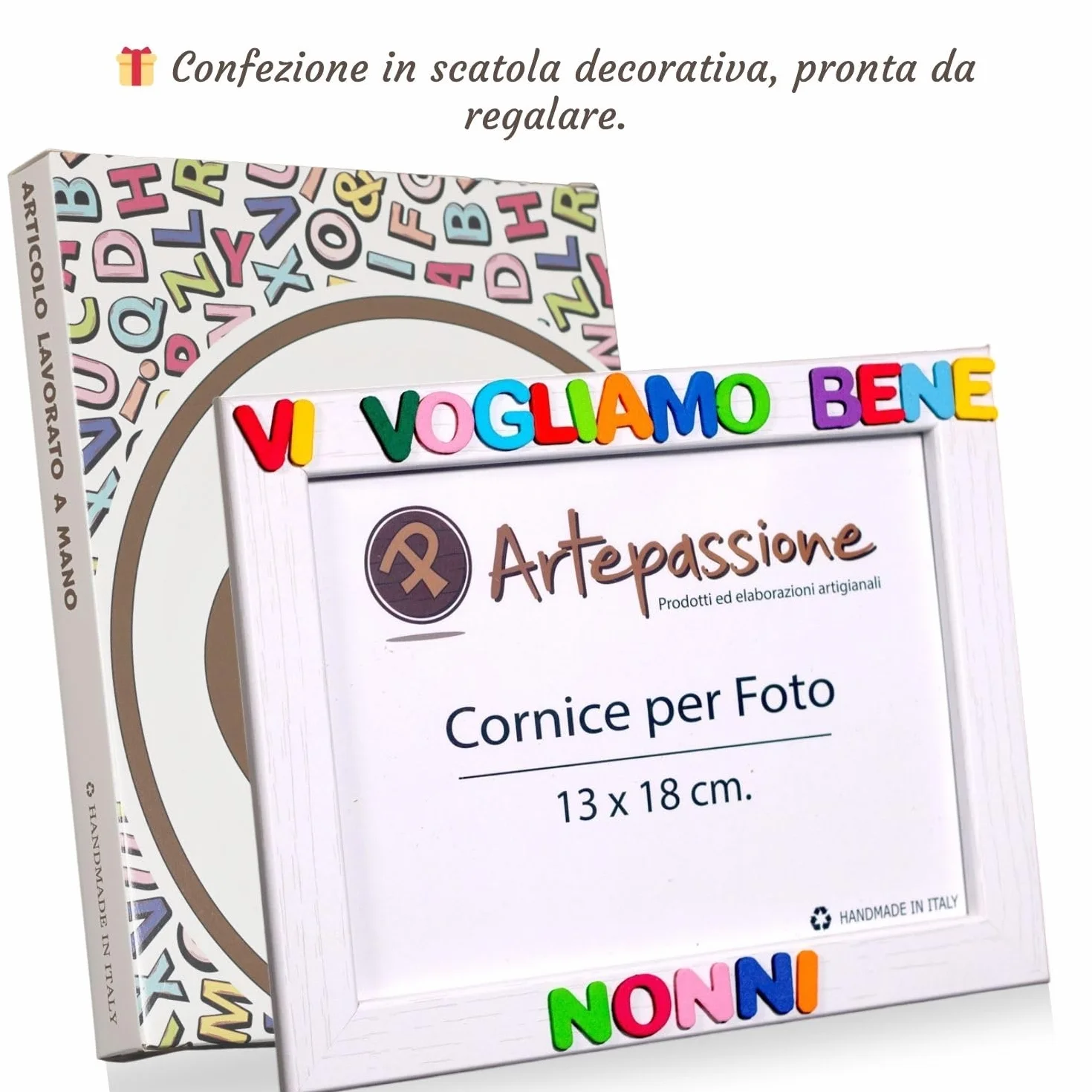 Regalo Nonni Cornice Foto 13x18 Bianca Legno Scritta Vi Vogliamo Bene Nonni Idea Regalo Compleanno Portafoto Appoggiare Appendere