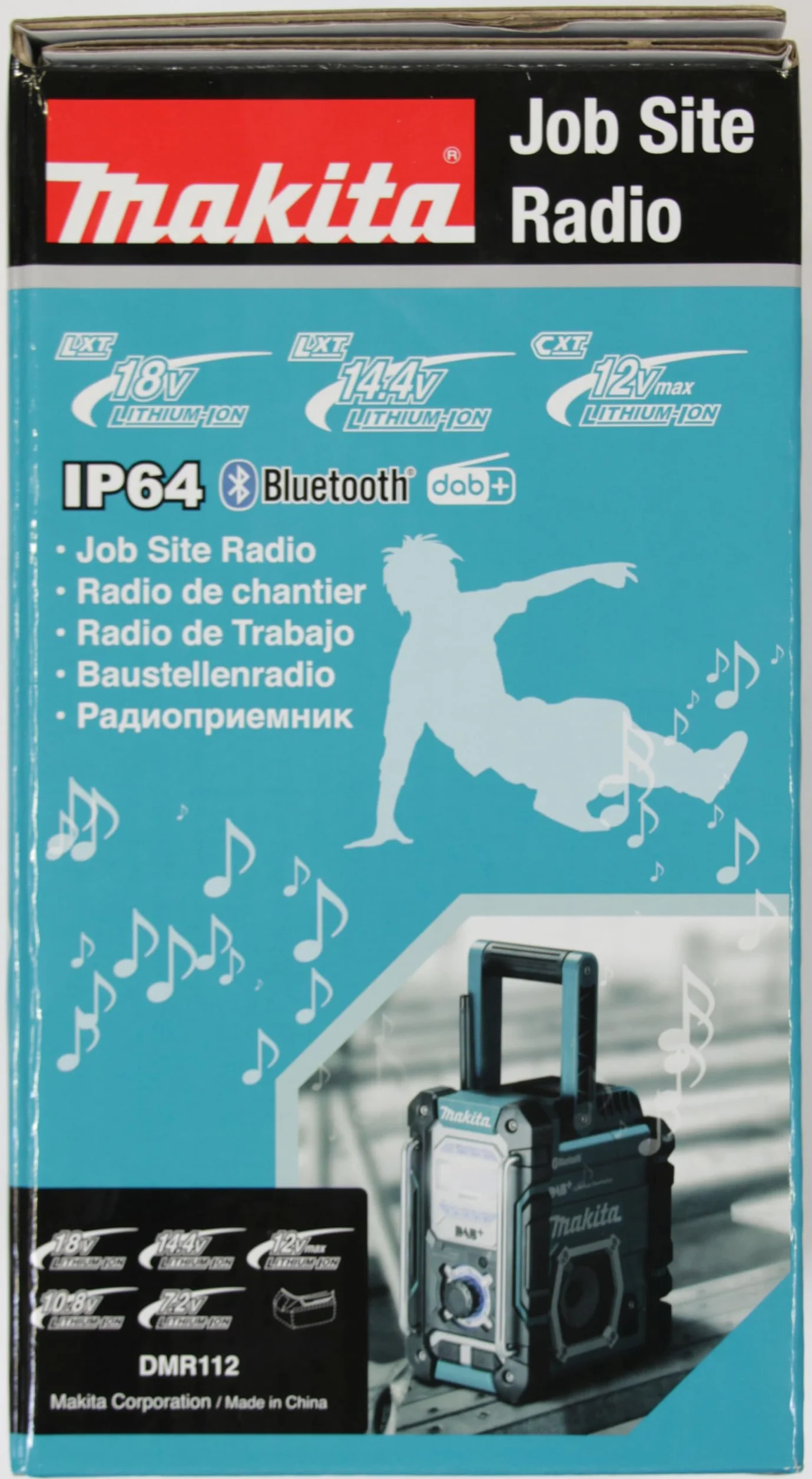 Makita DMR112 Radio da cantiere DAB/DAB+, agli ioni di litio, con Bluetooth, batterie e caricabatterie non inclusi