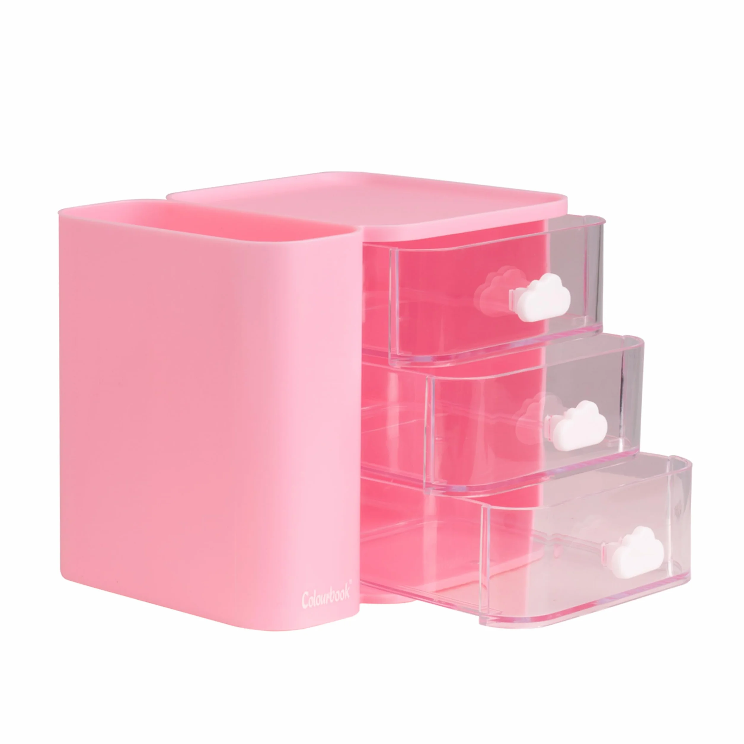 Colourbook Cubby - Organizer Scrivania 3 Cassetti, Mini Cassettiera Portaoggetti, Porta Minuteria (Rosa)